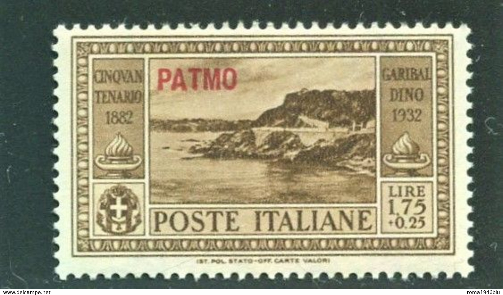 EGEO PATMO 1932 GARIBALDI 1,75+25 C. ** MNH - Egeo (Patmo)