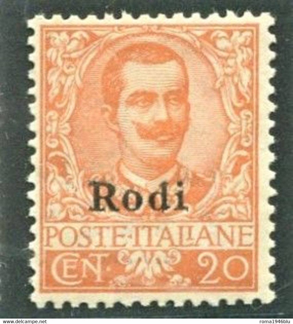 EGEO RODI 1916 20 C. ** MNH CENTRATO - Egeo (Rodi)