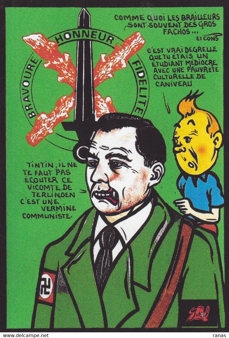 CPM Hergé Tintin Léon Degrelle Satirique Tirage Signé 30 Exemplaires Numérotés Signés Par JIHEL - Bandes Dessinées