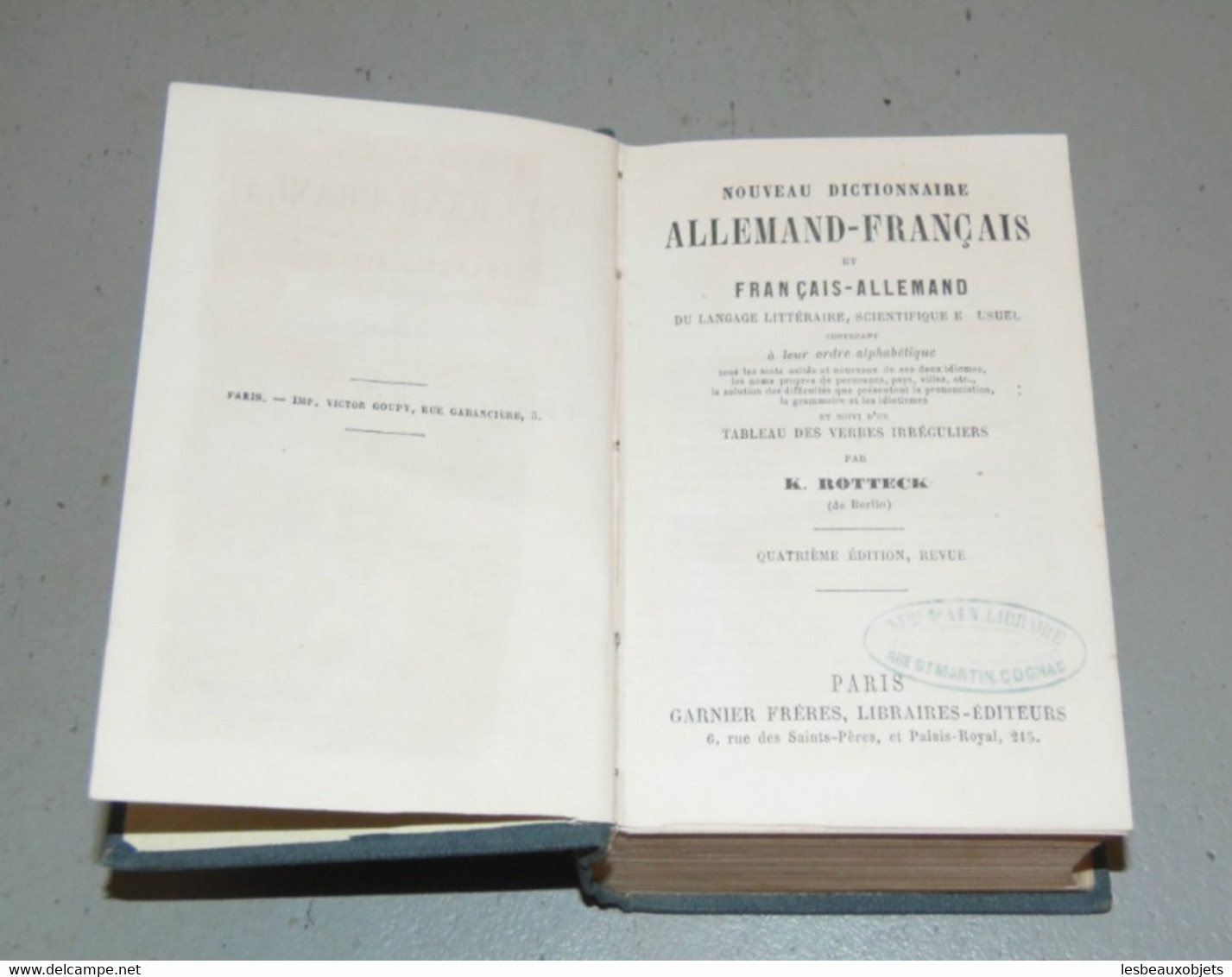 ANCIEN PETIT DICTIONNAIRE De POCHE ALLEMAND Français K.ROTTECK Fin XIXe Livre Ancien Collection Bibliothèque - Dictionnaires