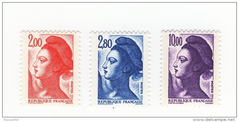 Les 3 Liberté De 1983 YT 2274d + 2275a Et 2276c En GOMME MATE . Pas Courants, Voir Scan . Cotes YT : 32 € Maury : 30 € . - Unused Stamps