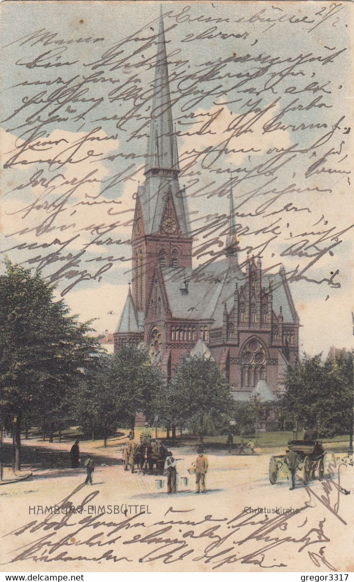 8569) HAMBURG - EIMSBÜTTEL - Christuskirche - Kutschen Menschen - TOP LITHO 1903 - Eimsbuettel
