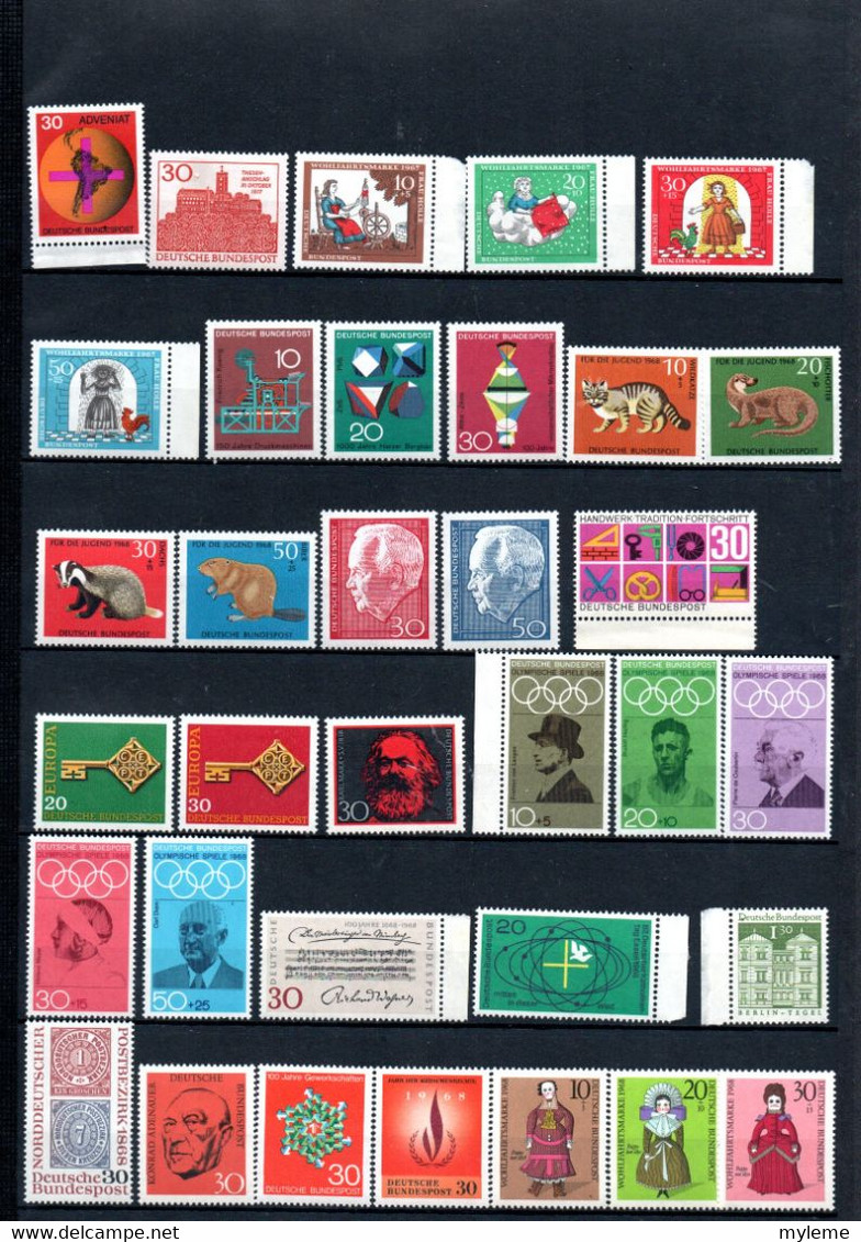 W161 Bel ensemble sur feuilles d'album, de timbres + blocs ** d'Allemagne .. A saisir !!!
