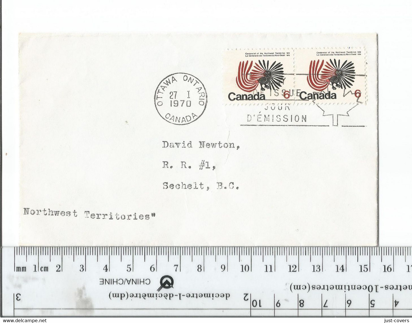 Canada Ottawa To Sechelt BC Canada Jan 27 1970.........................(Box 8) - First Flight Covers