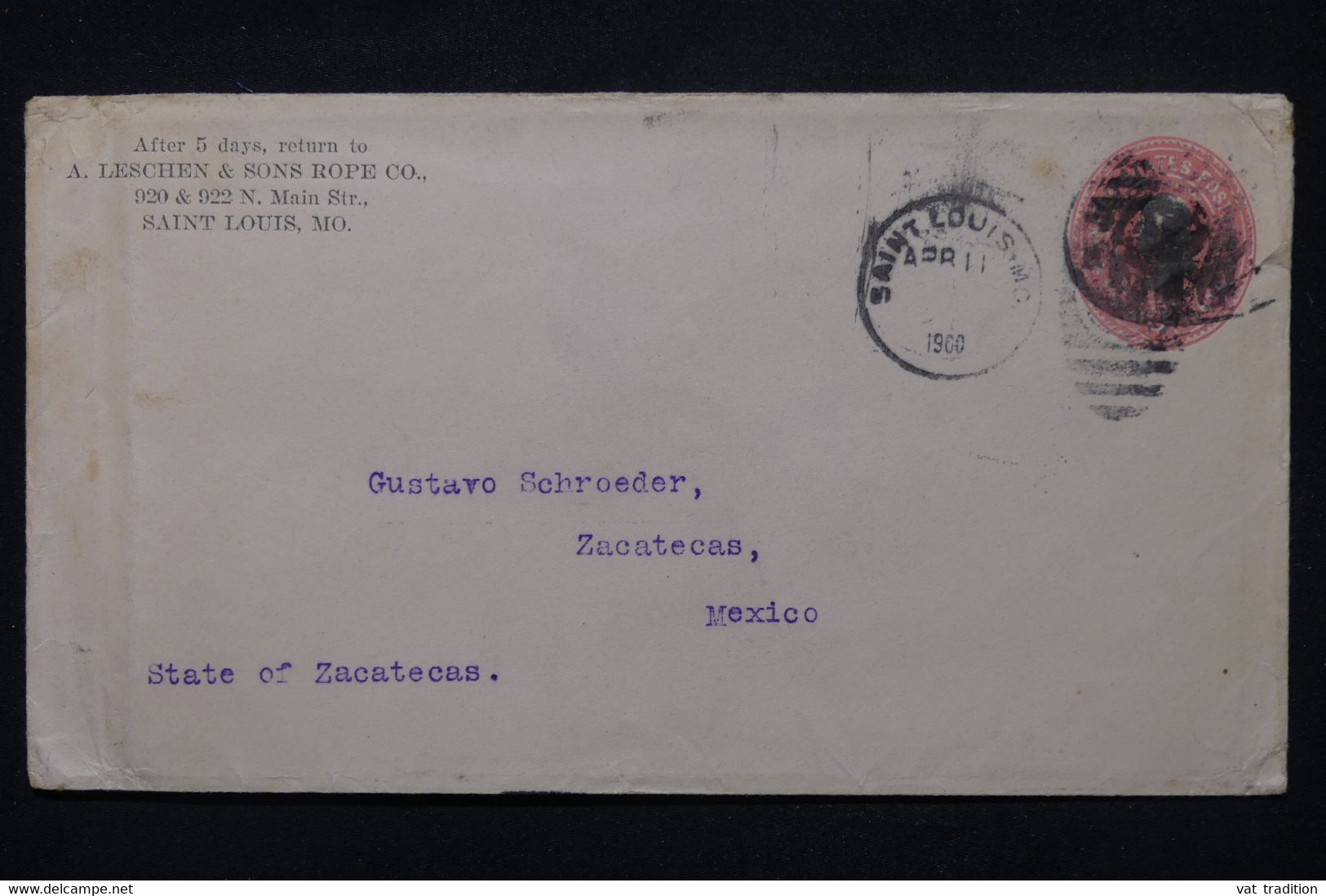 ETATS UNIS - Entier Postal Commercial (repiqué) De St Louis Pour Mexico En 1900 - L 104847 - ...-1900