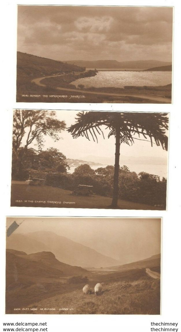 THREE OLD POSTCARDS OF DUNOON SCOTLAND ALL BY JUDGES - Argyllshire