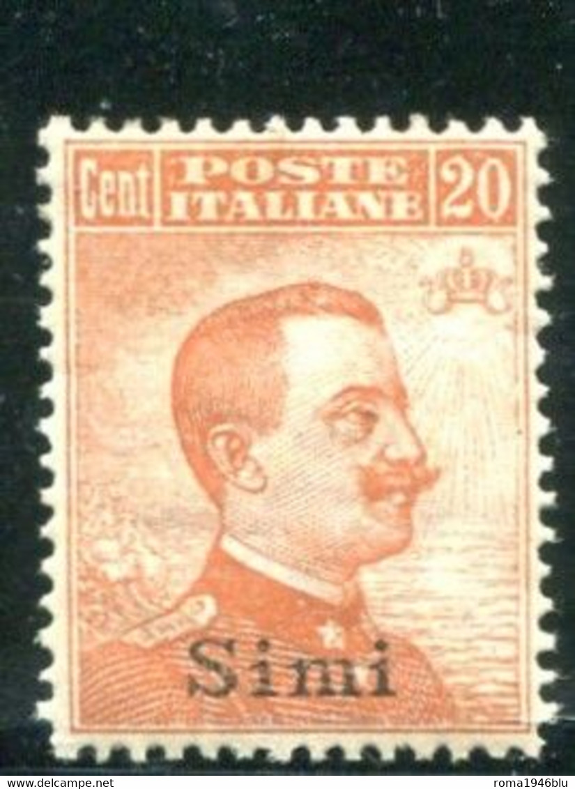 EGEO SIMI 1917 20 C.  SENZA FILIGRANA * GOMMA ORIGINALE - Ägäis (Simi)