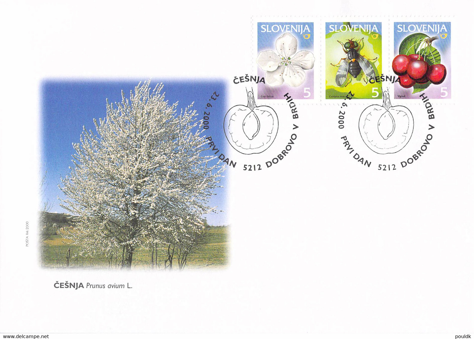 Slovenia FDC 2000 Honeybee And Their Fruit 3 Vals. Printed Together (DD26-12) - Honeybees