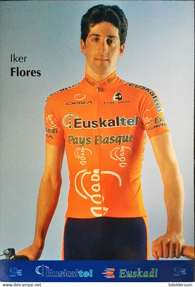 Postcard Iker Flores - Euskaltel-Euskadi (serie With Bicycle) - 2002 - Wielrennen