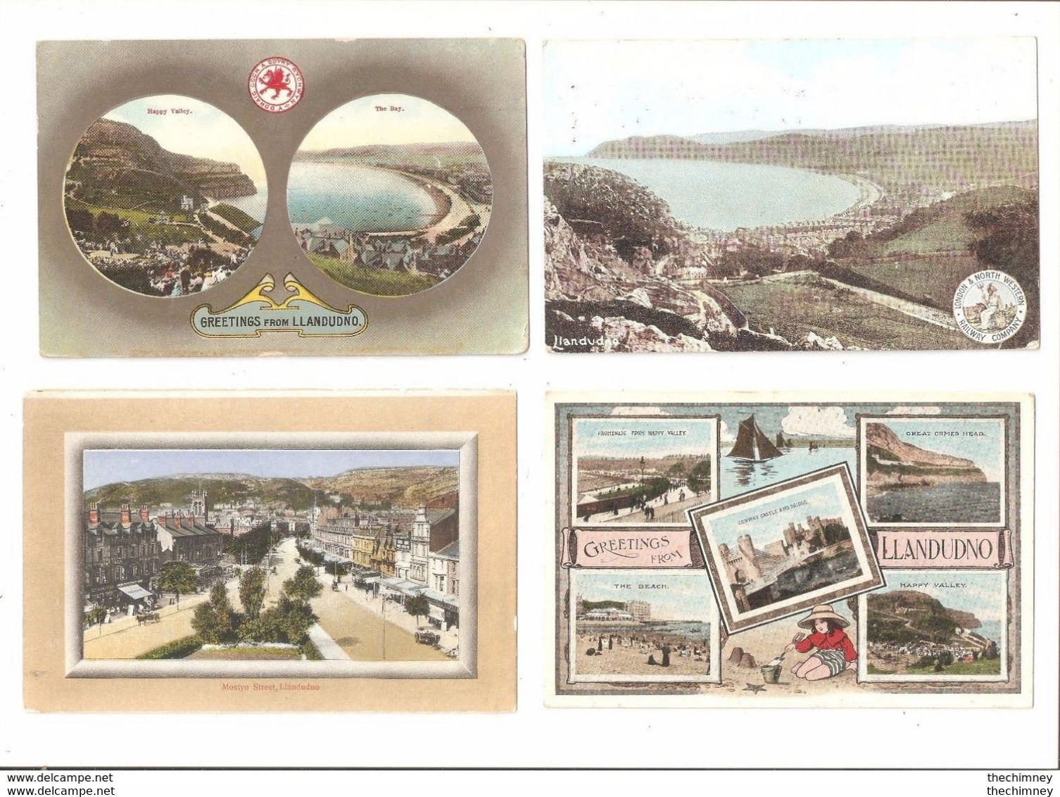 FOUR POSTCARDS OF LLANDUDNO CAERNARVONSHIRE WALES - Caernarvonshire