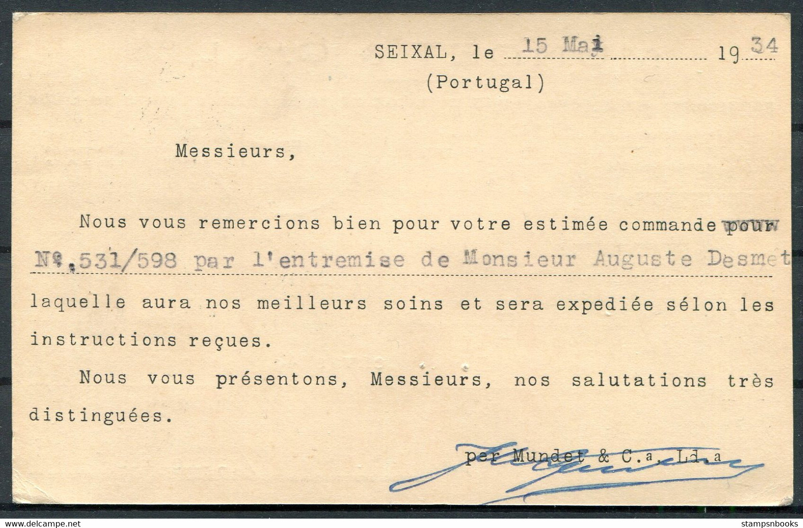 1934 Portugal Mundet Business Postcard, Seixal - Bruxelles Belgium. 1932 Anti T.B. Charity Seal - Storia Postale