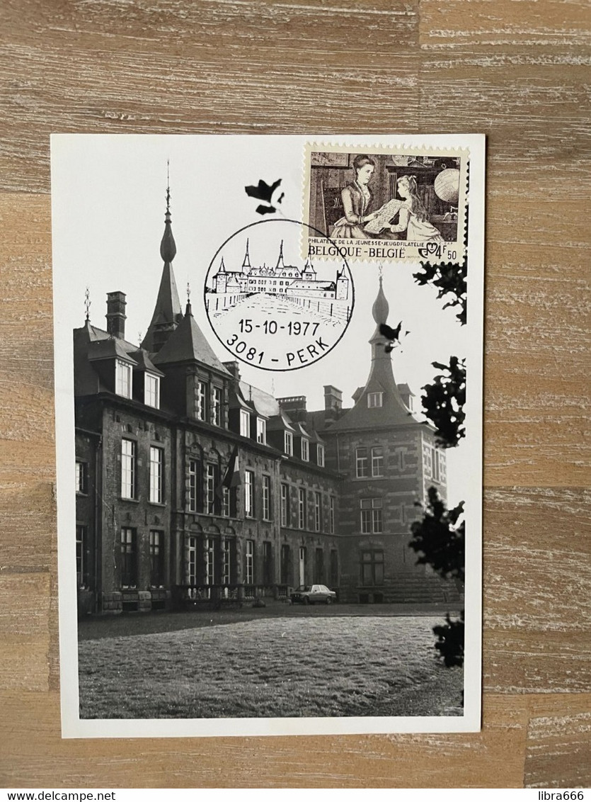 Kaart PERK - Kasteel De Ribaucourt (Stempel 3081 Perk Met Zegel Jeugdfilatelie 1977) - Rug = Blanco Wit - Steenokkerzeel