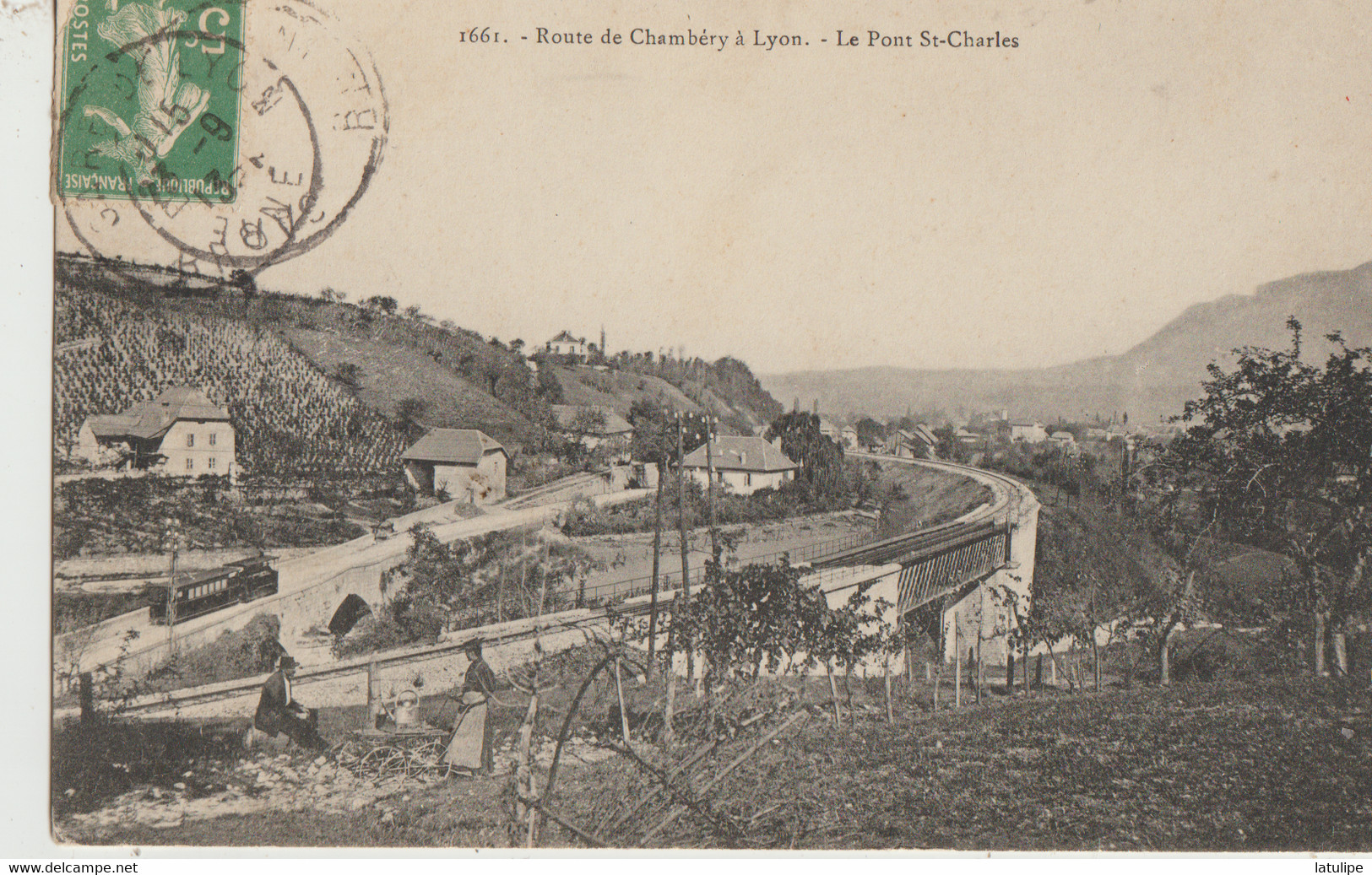 73  Sur La Route De Chambery A Lyon-et Le Pont Saint-Charles-Pré Animé Et En Bas Sur La Route Petit Train - Chambery