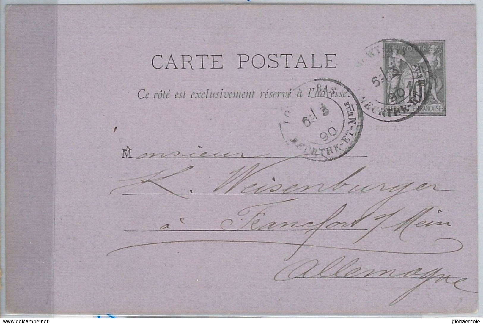 42043 - FRANCE -  POSTAL HISTORY - Private Print ADVERTISING  STATIONERY Card  1890  REPIQUAGE -  Longwy - Enteros Privados