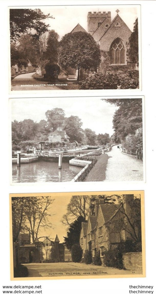 THREE SONNING Nr READING BERKSHIRE POSTCARDS - Andere & Zonder Classificatie