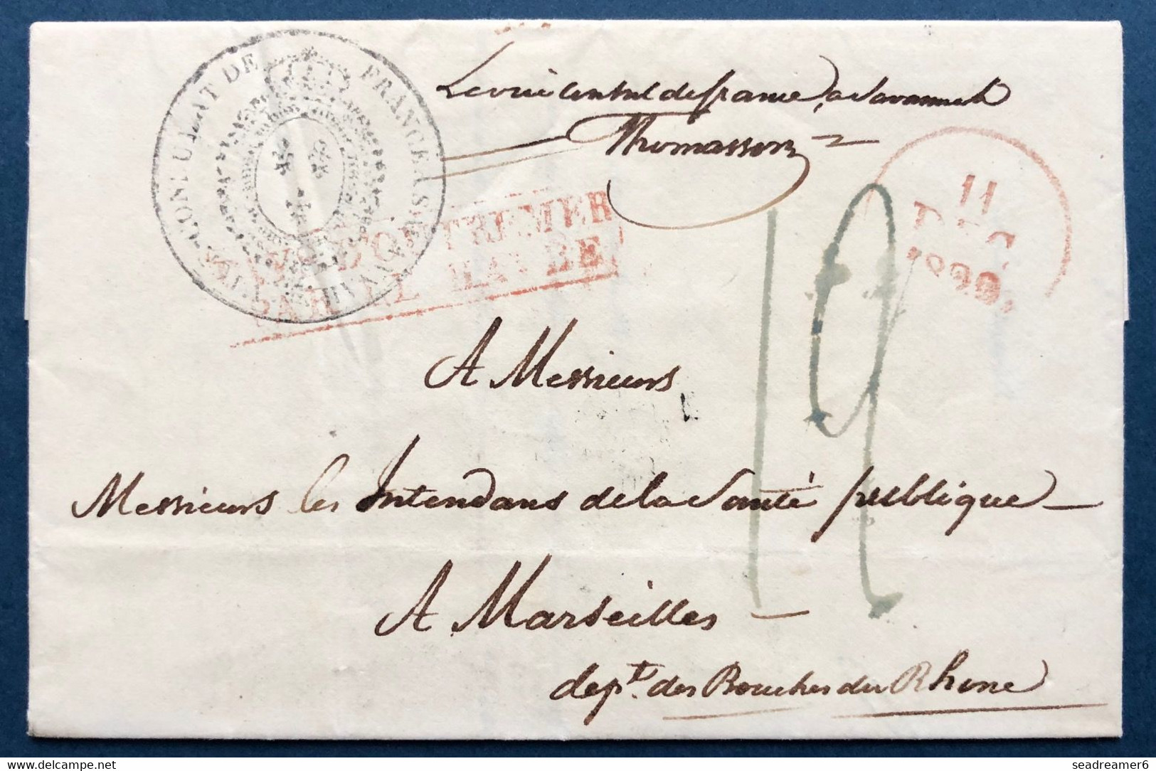 Etats Unis Lettre Précurseur De Savannah En 1829 Pour Marseille Par L'ambassade De France à Savannah + Pays D'outremer - …-1845 Vorphilatelie