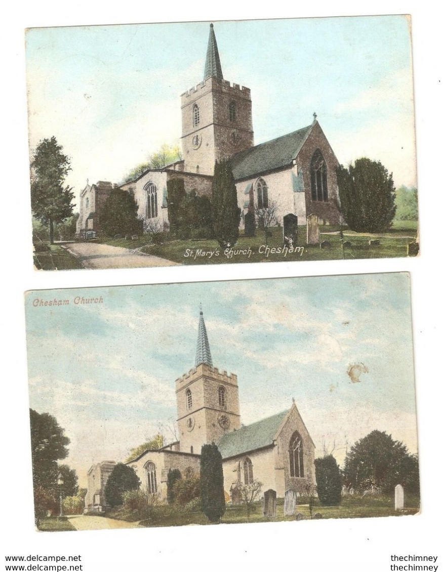 TWO OLD POSTCARDS OF ST. MARY'S CHURCH CHESHAM Nr AYLESBURY BUCKINGHAMSHIRE - Buckinghamshire