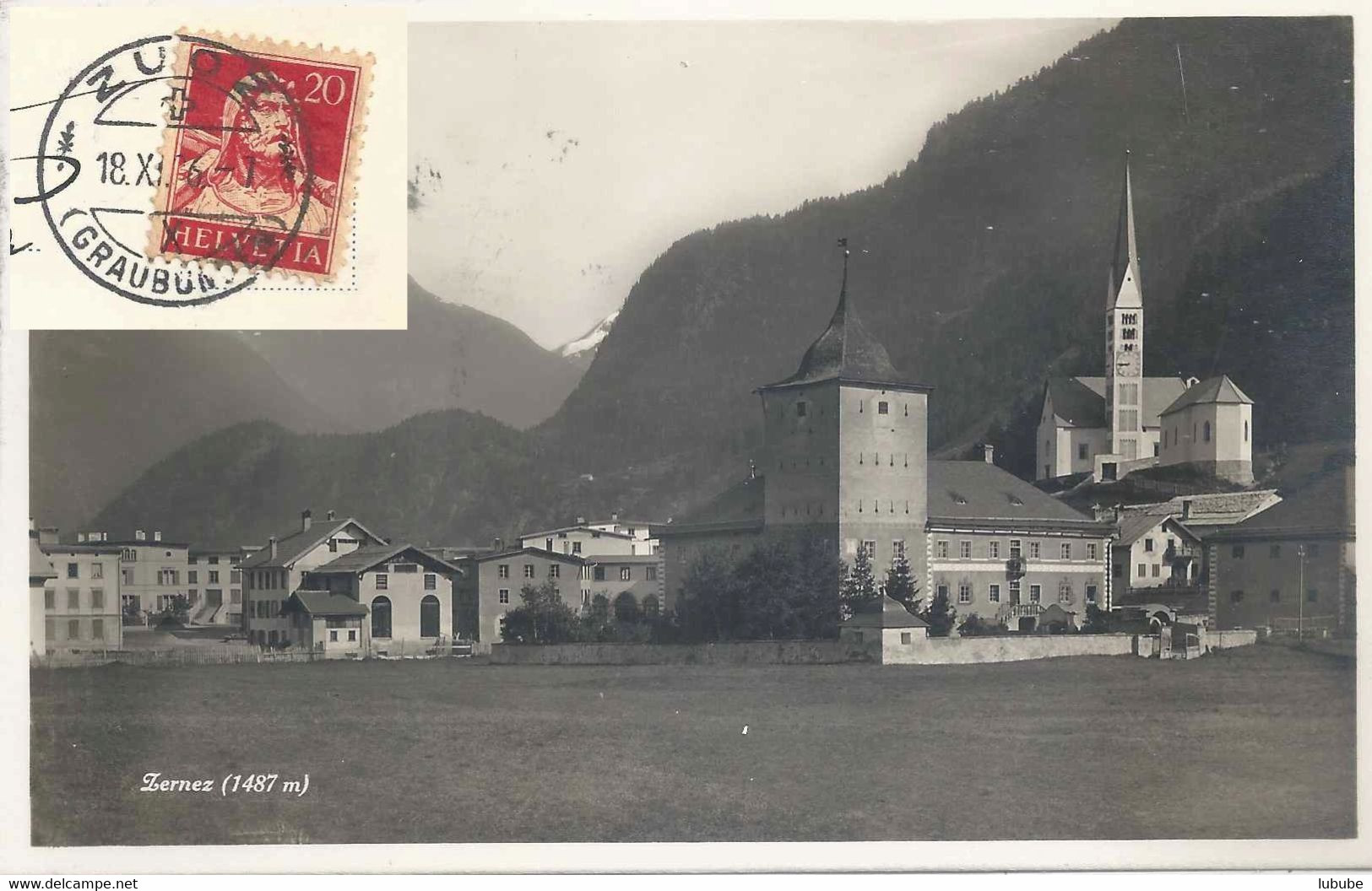 Zernez - Dorfpartie Mit Kirche           1926 - Zernez