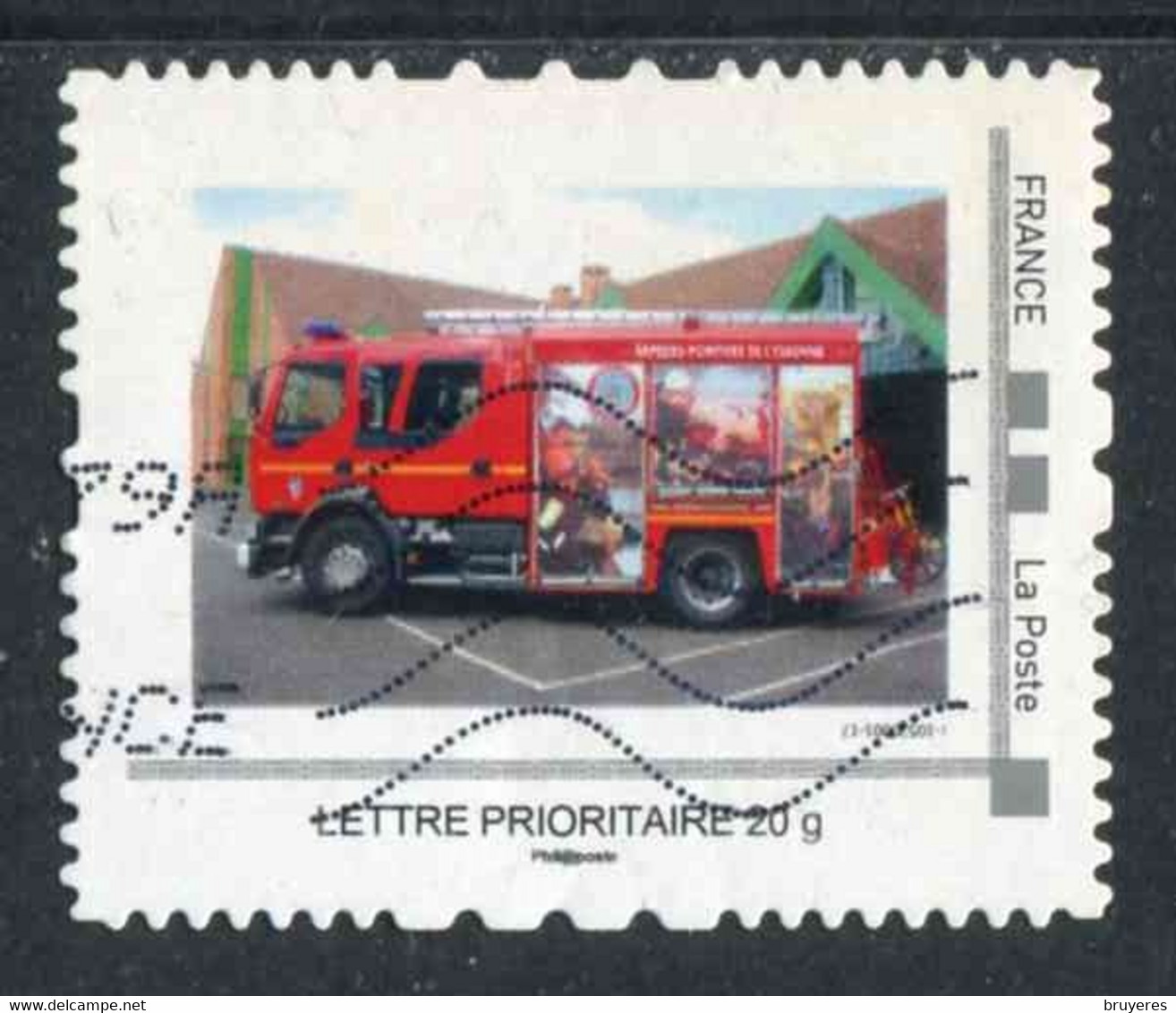 TIMBRE PERSONNALISE Oblitéré "type ID Timbre - LETTRE PRIORITAIRE 20 G - VOITURE DE POMPIER" - Altri & Non Classificati