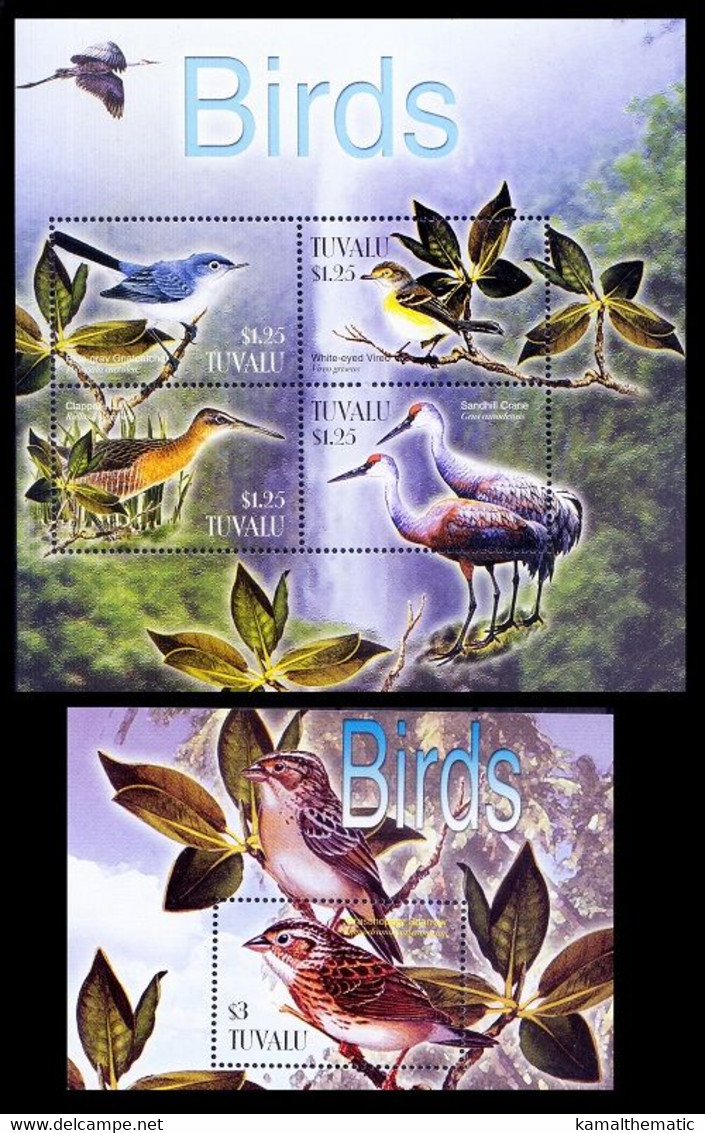 Sandhill Crane, Sparrow, Birds, Tuvalu  MNH Set Of 2 SS - Spatzen