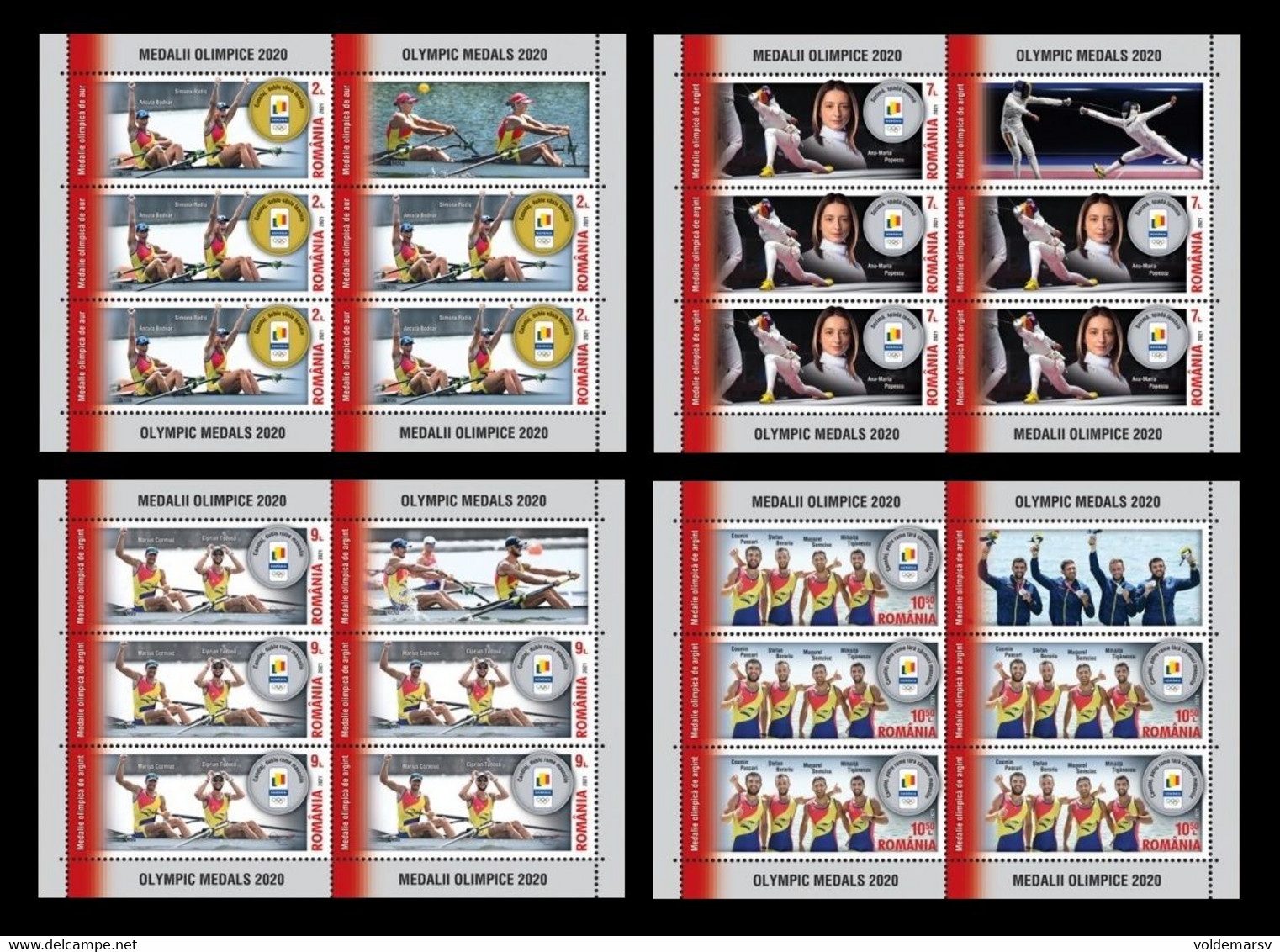 Romania 2021 Mih. 7902/05 Romanian Tokyo 2020 Olympic Medalists (4 M/S) MNH ** - Unused Stamps