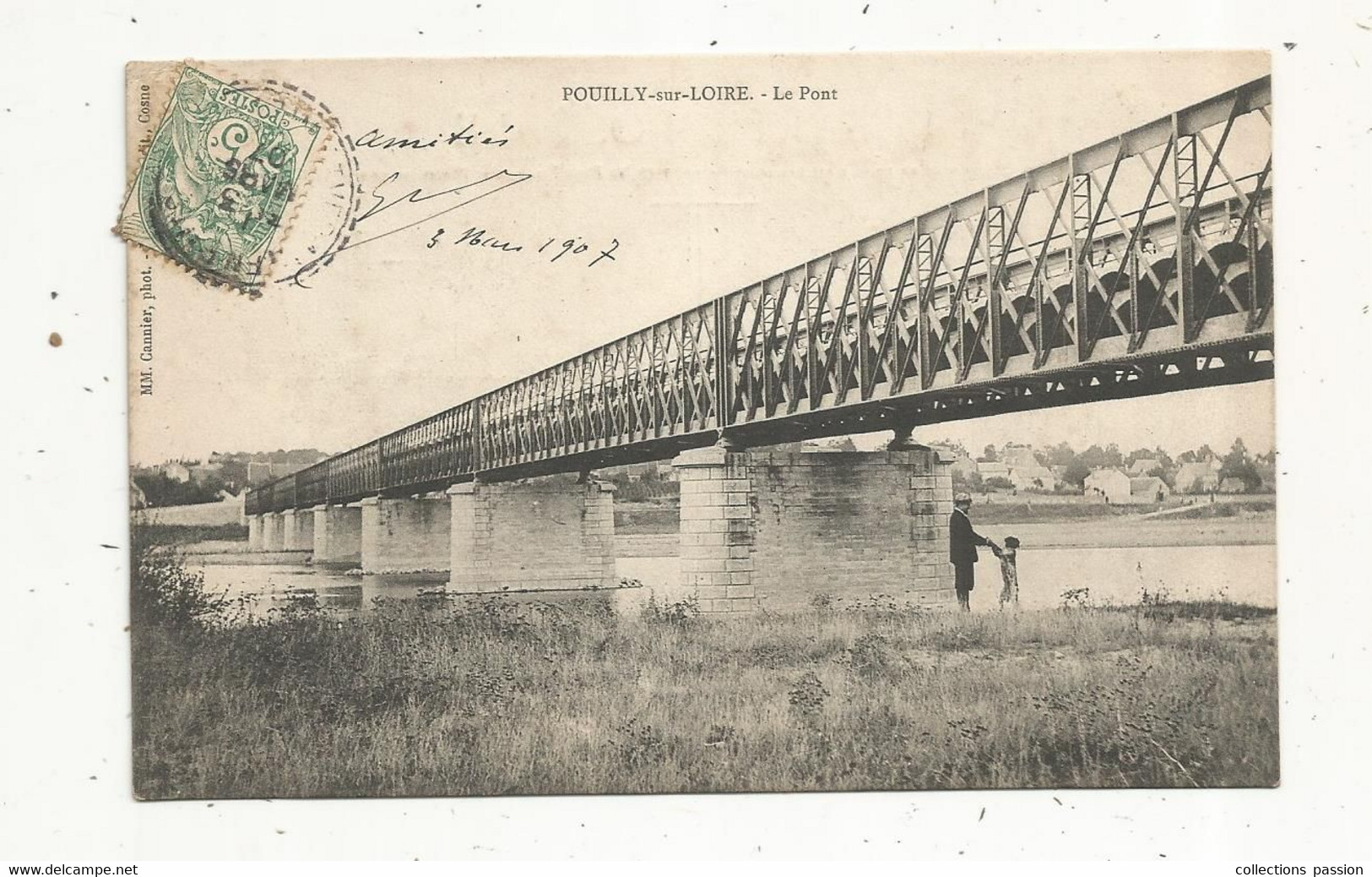 Cp , 58 , POUILLY SUR LOIRE ,le Pont, Voyagée 1907 - Pouilly Sur Loire