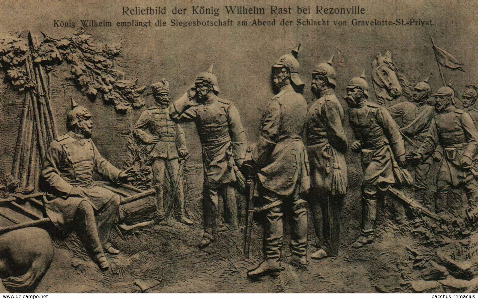 Reliefbild König Wilhelm Rast Bei REZONVILLE Empfängt Die Siegesbotschaft Am Abend Der Schlacht Von GRAVELOTTE-ST.PRIVAT - Ars Sur Moselle