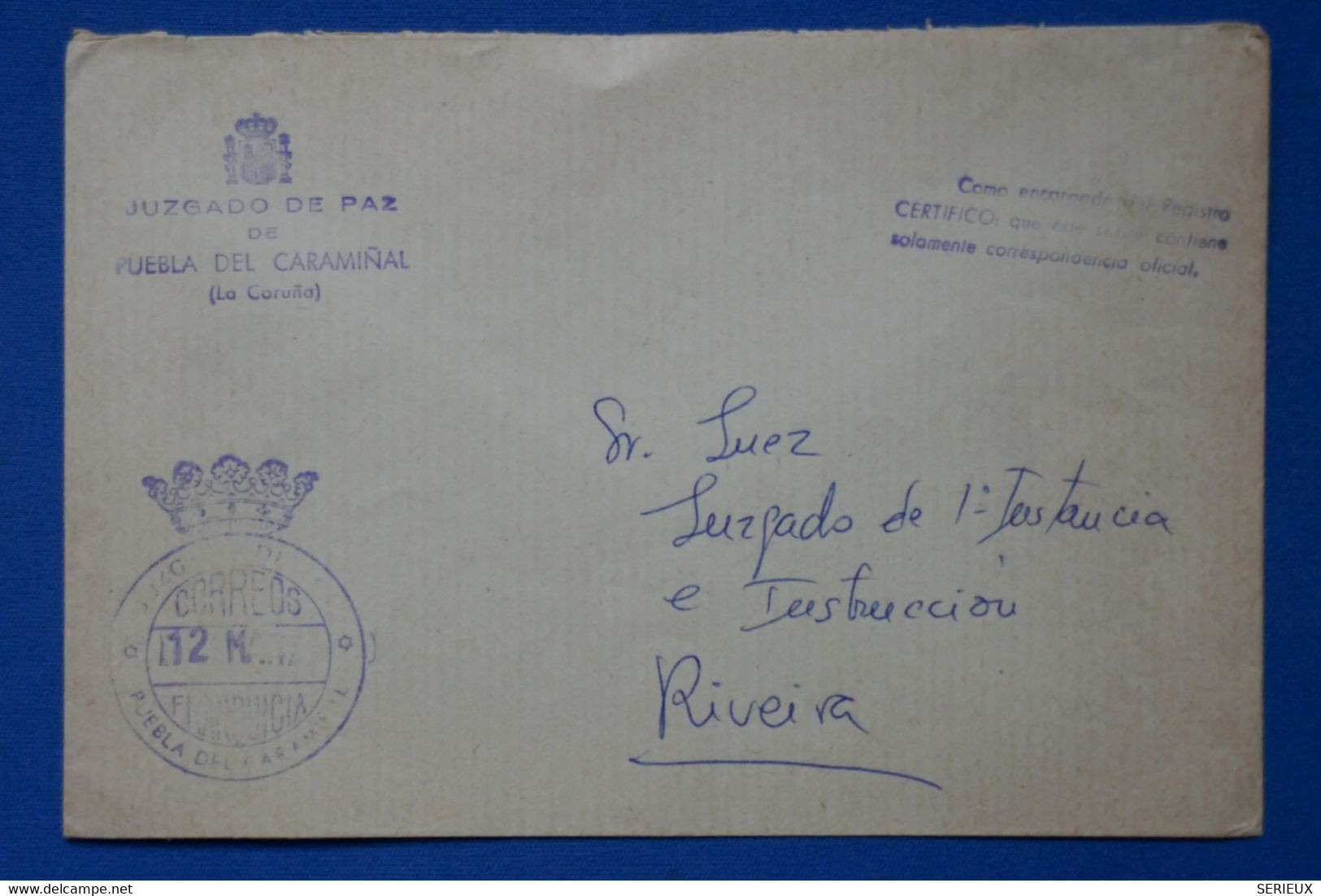 #2  ESPAGNE BELLE LETTRE  1972  CARAMINAL  POUR RIVEIRA  + AFFRANCH. INTERESSANT - Briefe U. Dokumente