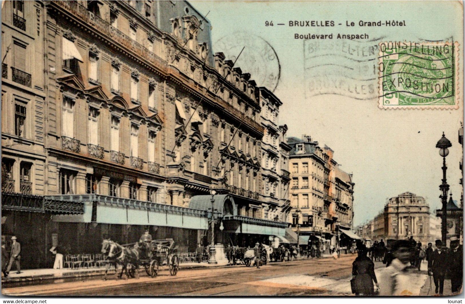 Belgique  - Bruxelles - Le Grand Hôtel - Boulevard Anspach - Timbre - Cafés, Hôtels, Restaurants