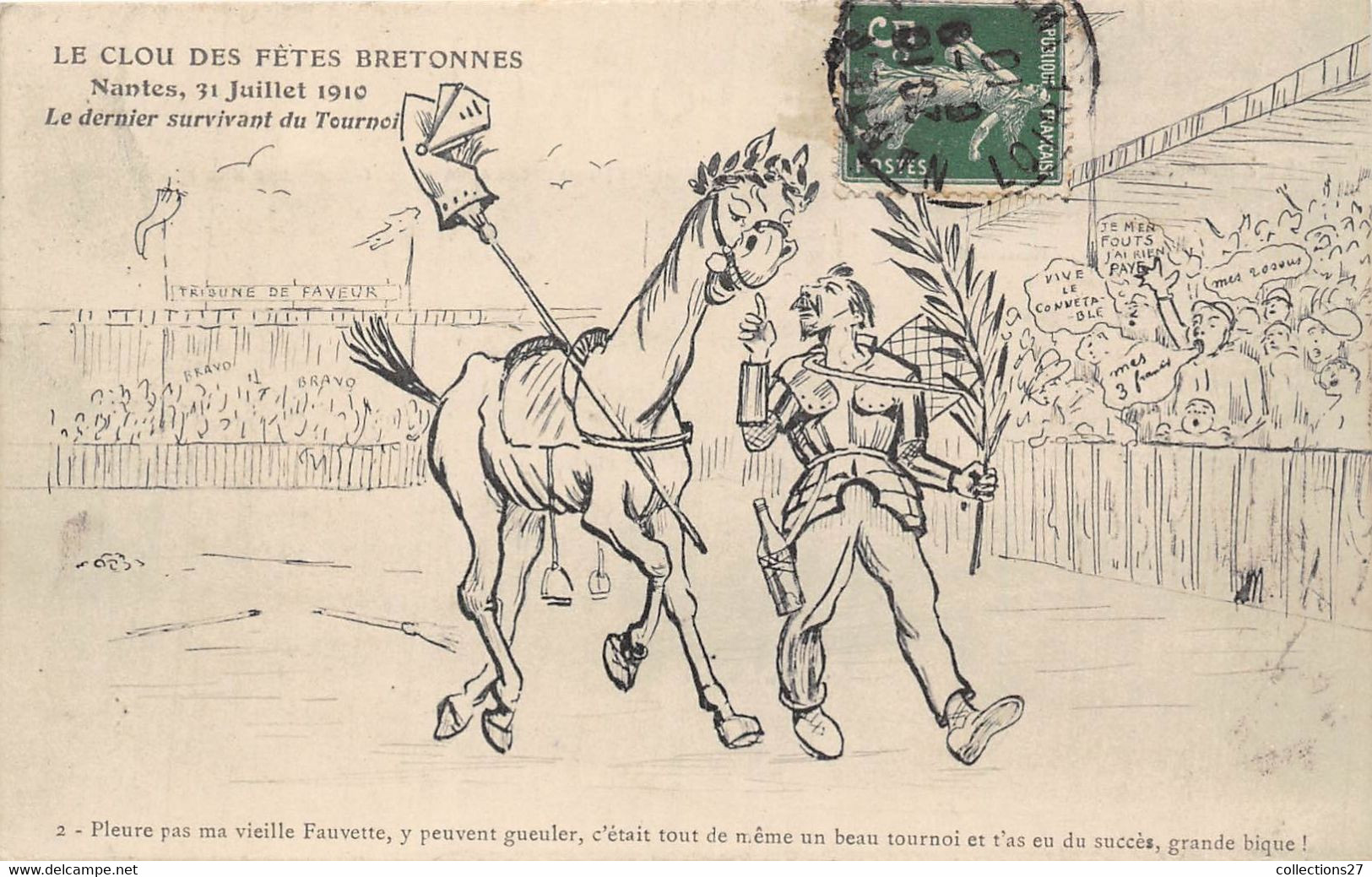 44-NANTES- 31 JUILLET 1910, LE DERNIER SURVIVANT DU TOURNOI- LE CLOU DES FÊTES BRETONNES - Nantes