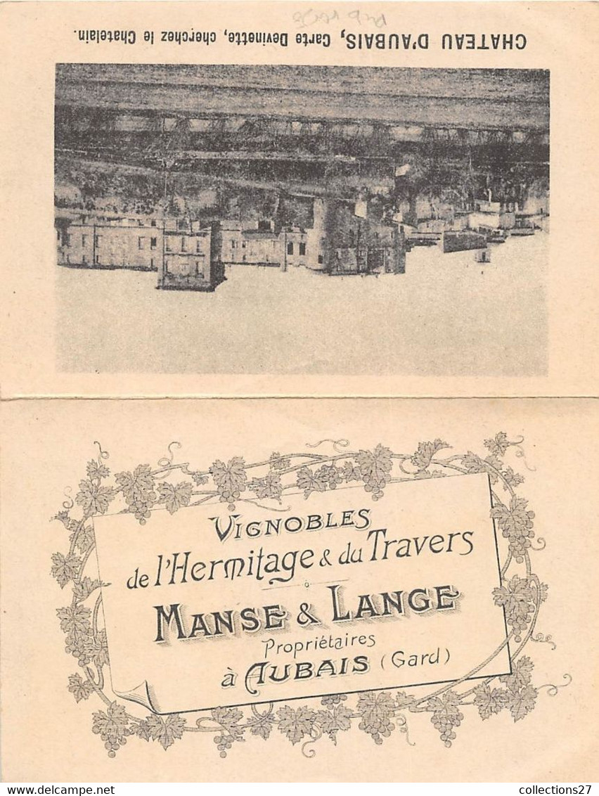 30-AUBAIS- CHATEAU D'AUBAIS-VIGNOBLES DE L'HERMITAGE ET DU TRAVERS - MANSE ET LANGE - Otros & Sin Clasificación