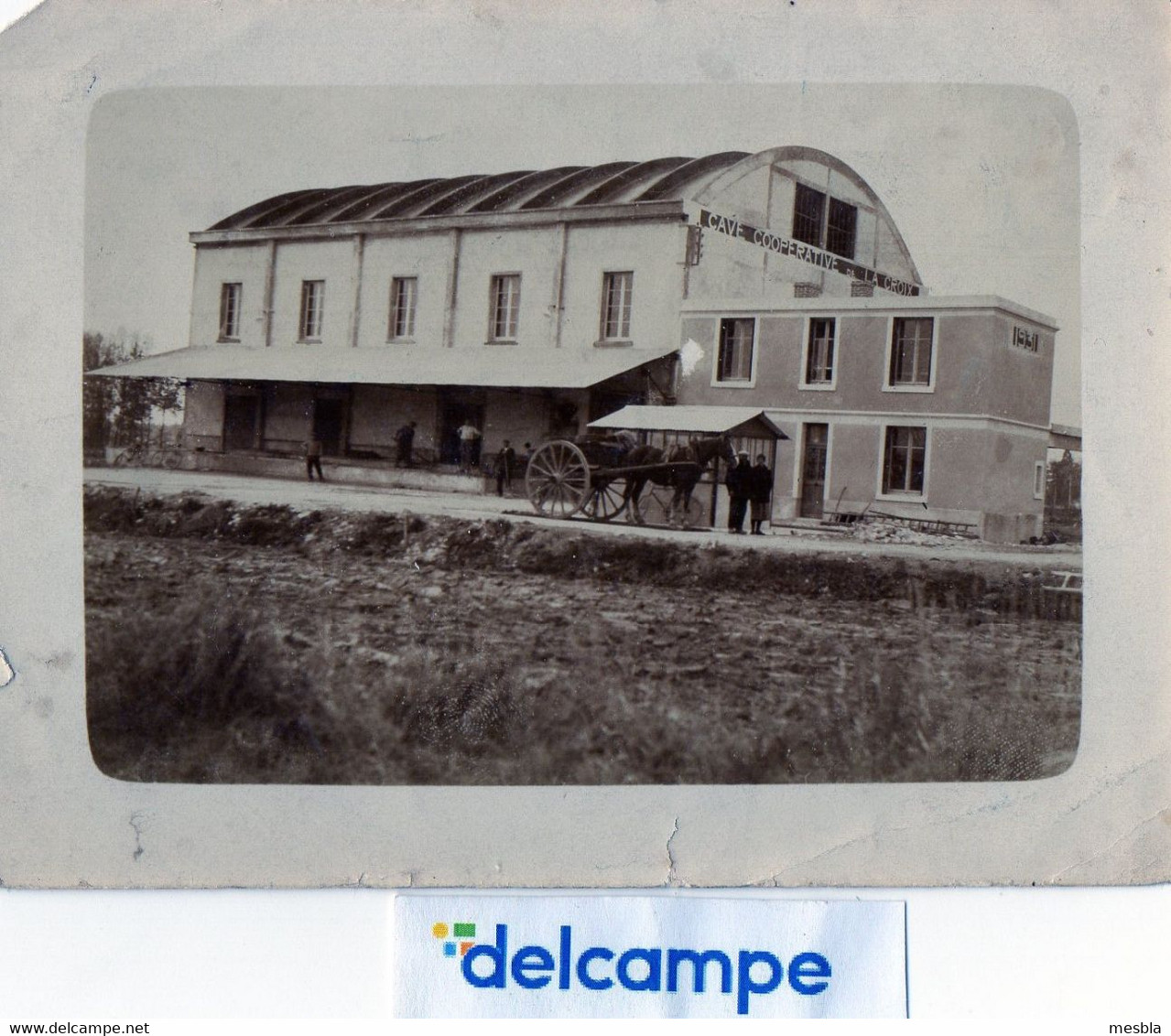 PHOTO ANCIENNE -  CAVE COOPERATIVE DE LA CROIX - 1931  -  BLERE  LA  CROIX  (37)    Attelage. - Places