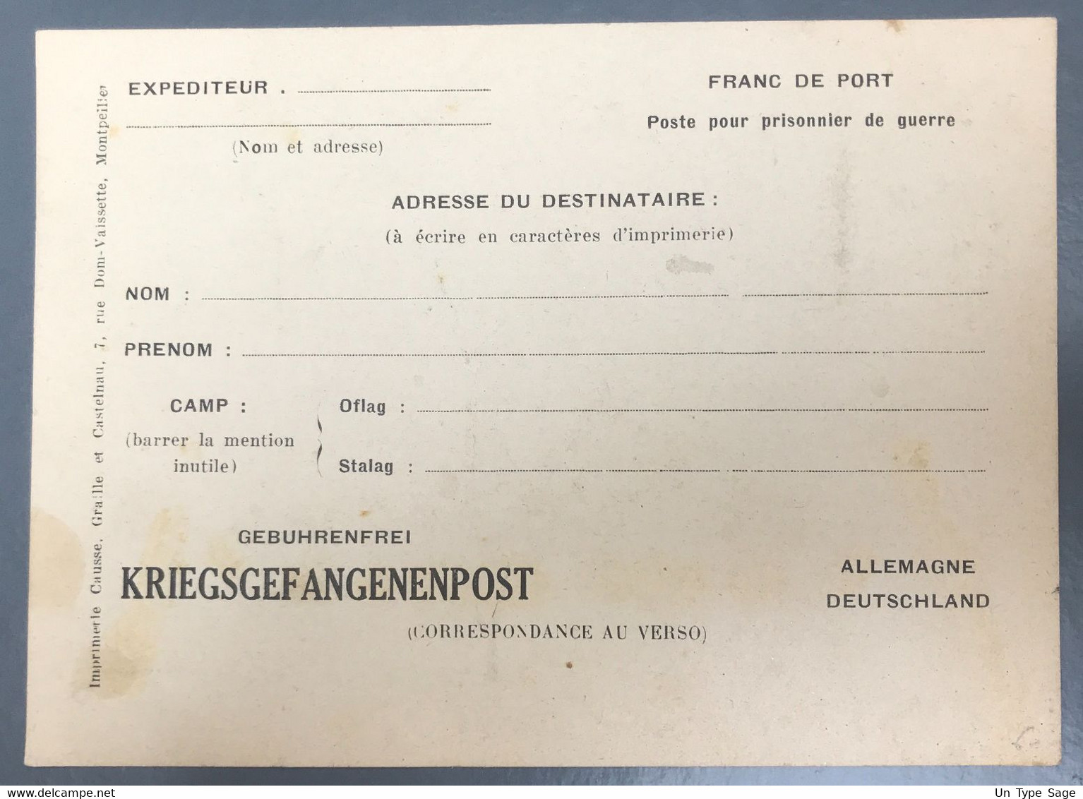 WW2 - Carte - KRIEGSGEFANGENENPOST - Poste Pour Prisonnier De Guerre - Neuve - (A1372) - Guerre De 1939-45