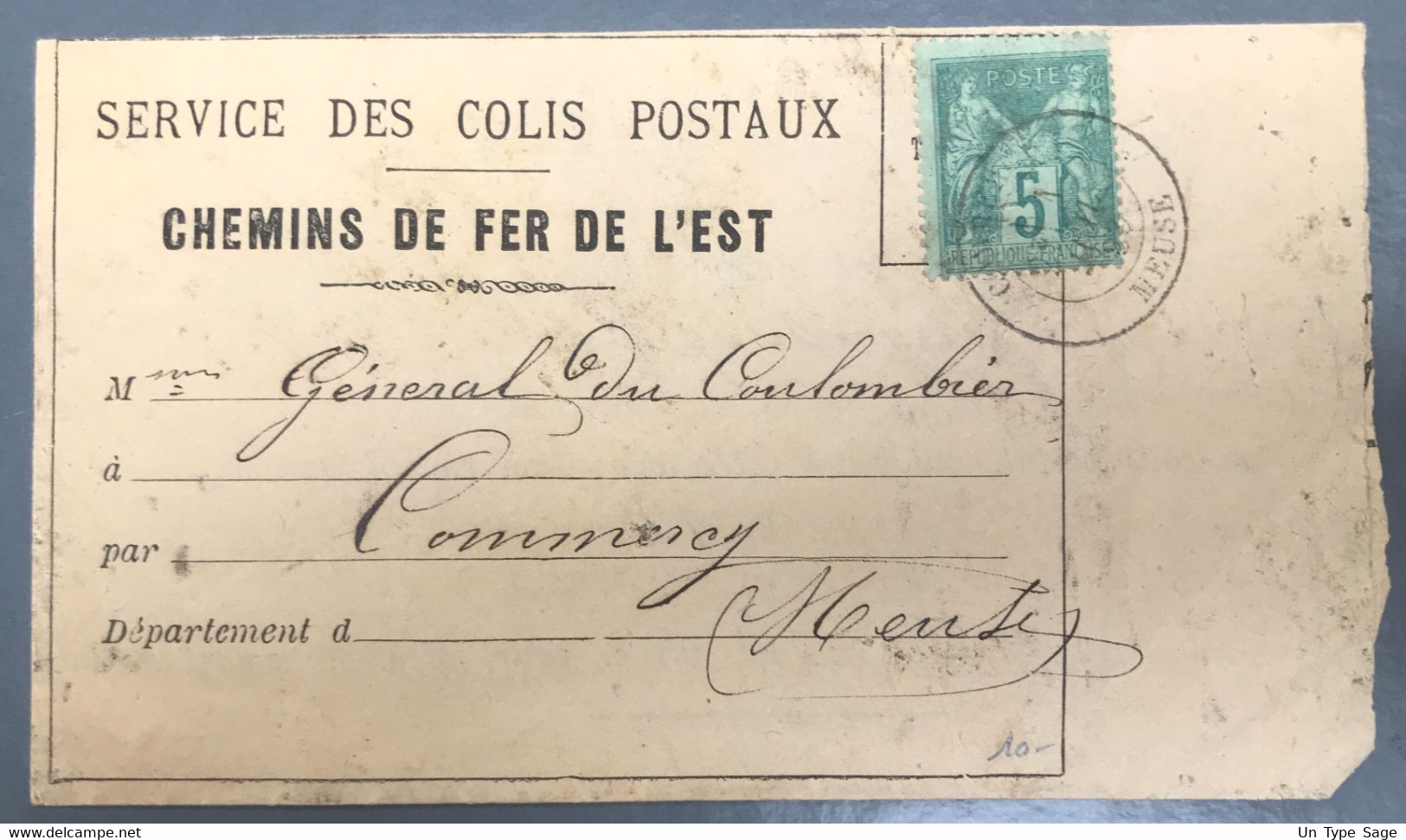 France N°75 Sur Document Du SERVICE DES COLIS POSTAUX / CHEMINS DE FER DE L'EST - (A1375) - 1877-1920: Semi-Moderne