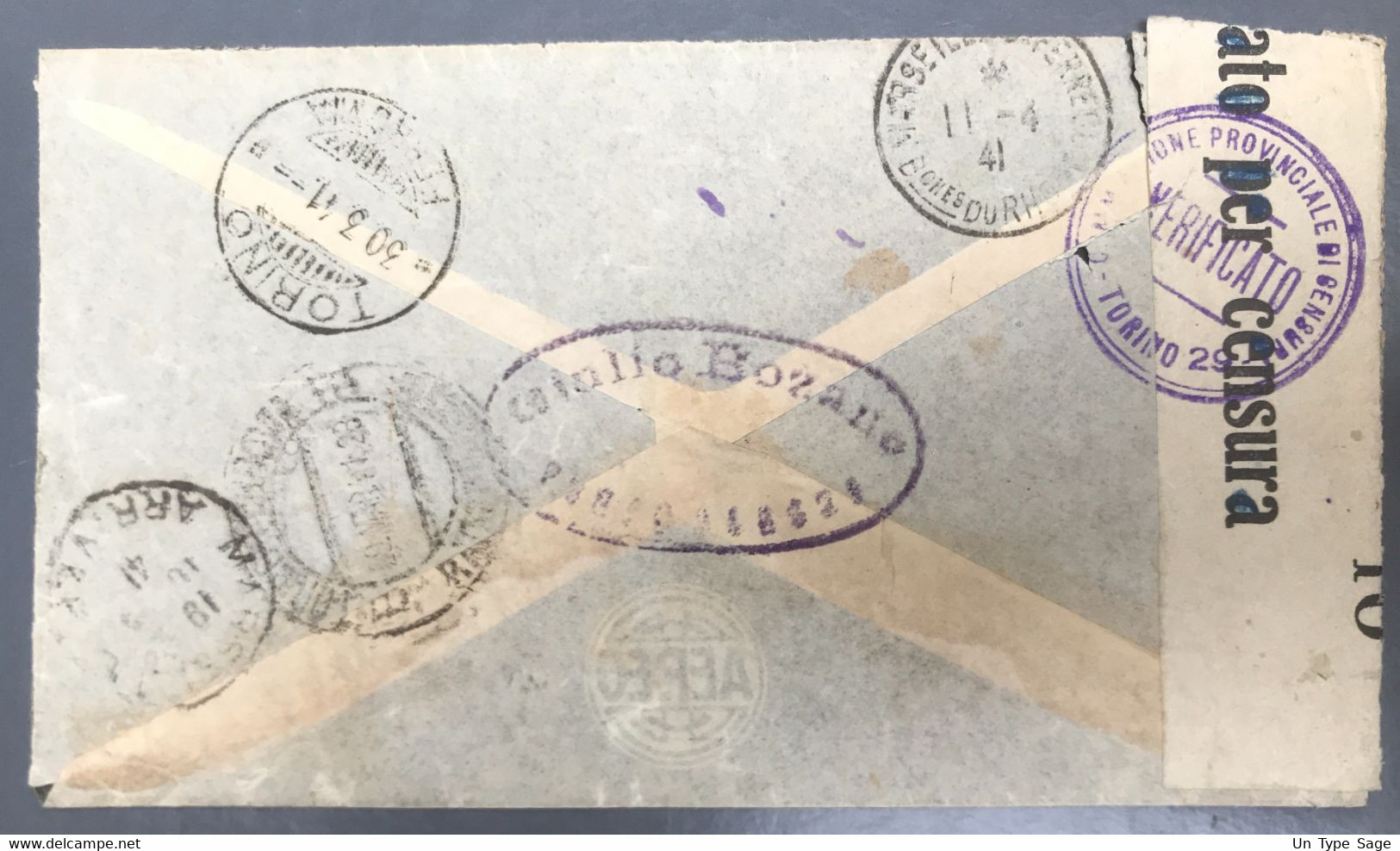 Brésil Divers Sur Enveloppe 1941 Pour Marseille Censurée En Italie (Torino) - (A1376) - Cartas & Documentos