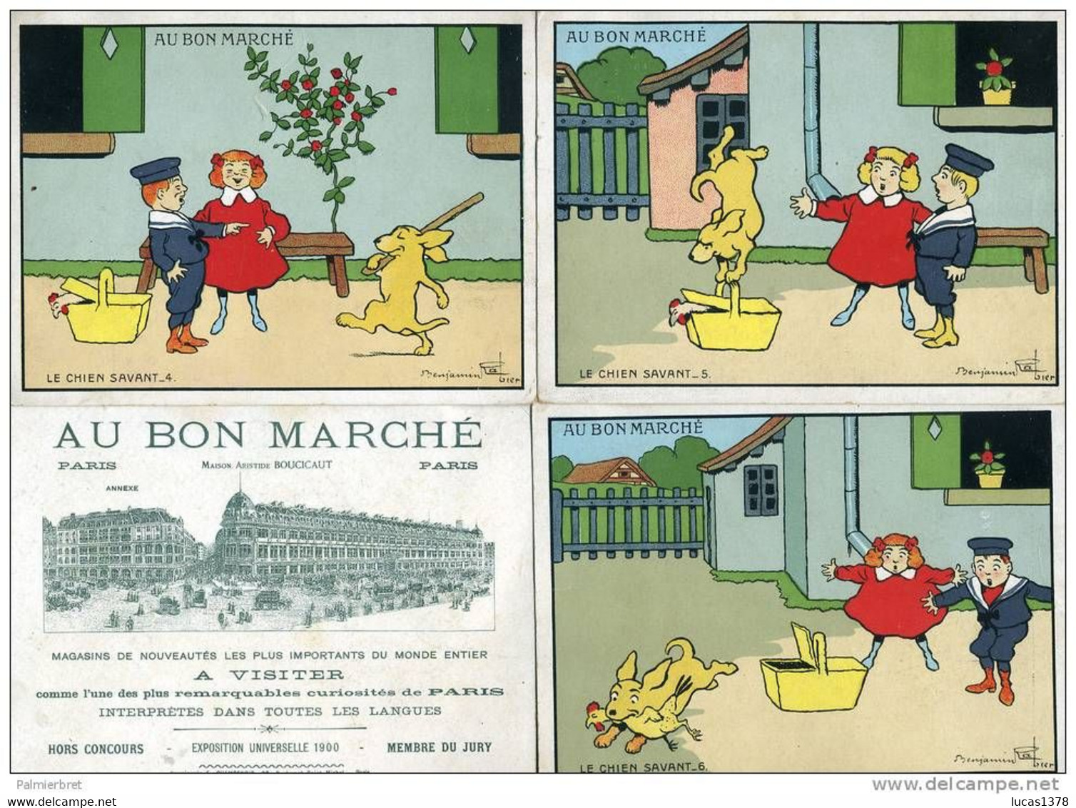 5 GRANDES CHROMOS / AU BON MARCHE / BENJAMLIN RABIER / LE CHIEN SAVANT / 2.3.4.5.6 - Au Bon Marché