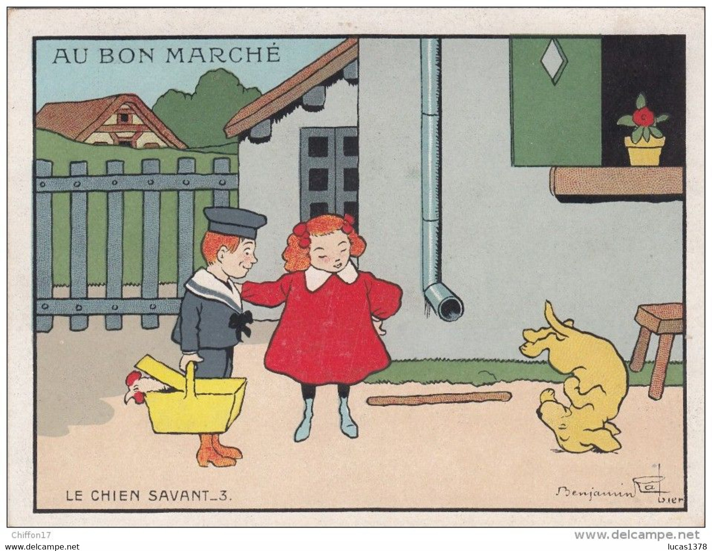 5 GRANDES CHROMOS / AU BON MARCHE / BENJAMLIN RABIER / LE CHIEN SAVANT / 2.3.4.5.6 - Au Bon Marché