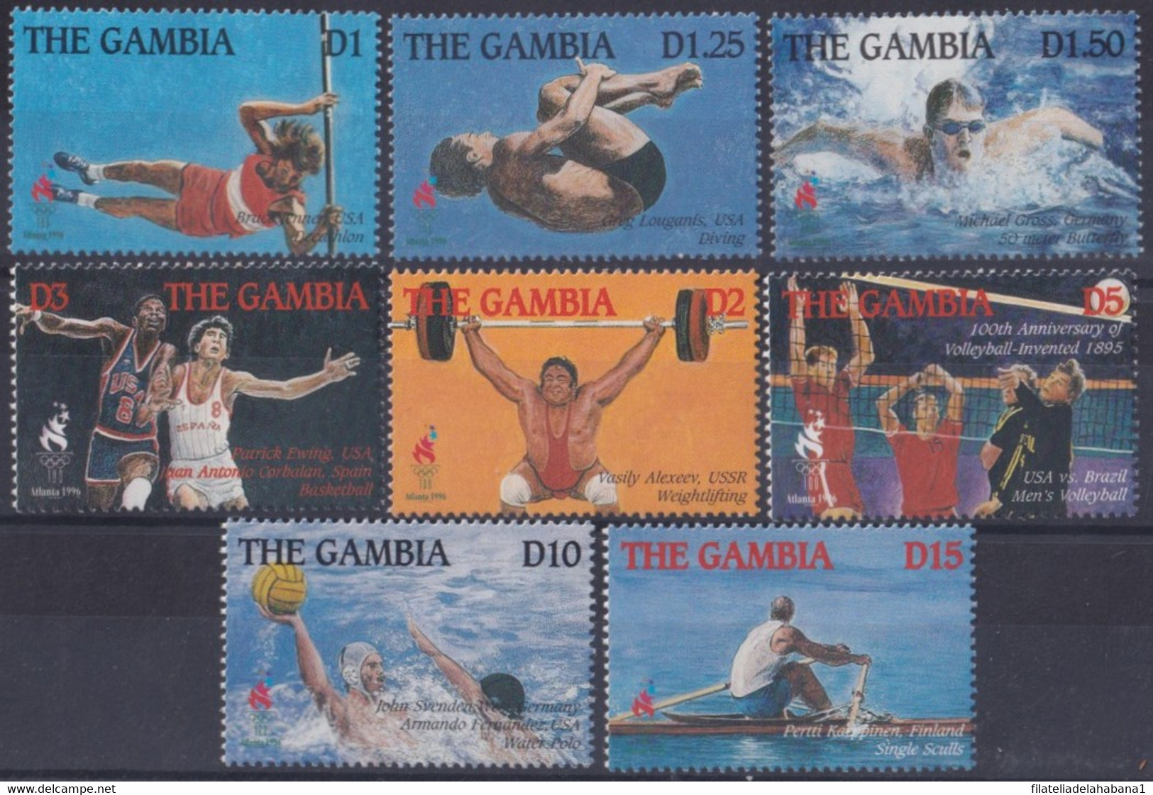 F-EX27764 GAMBIA MNH 1995 ATLANTA OLYMPIC GAMES VOLLEYBALL WATER POLO DIVING. - Zomer 1996: Atlanta