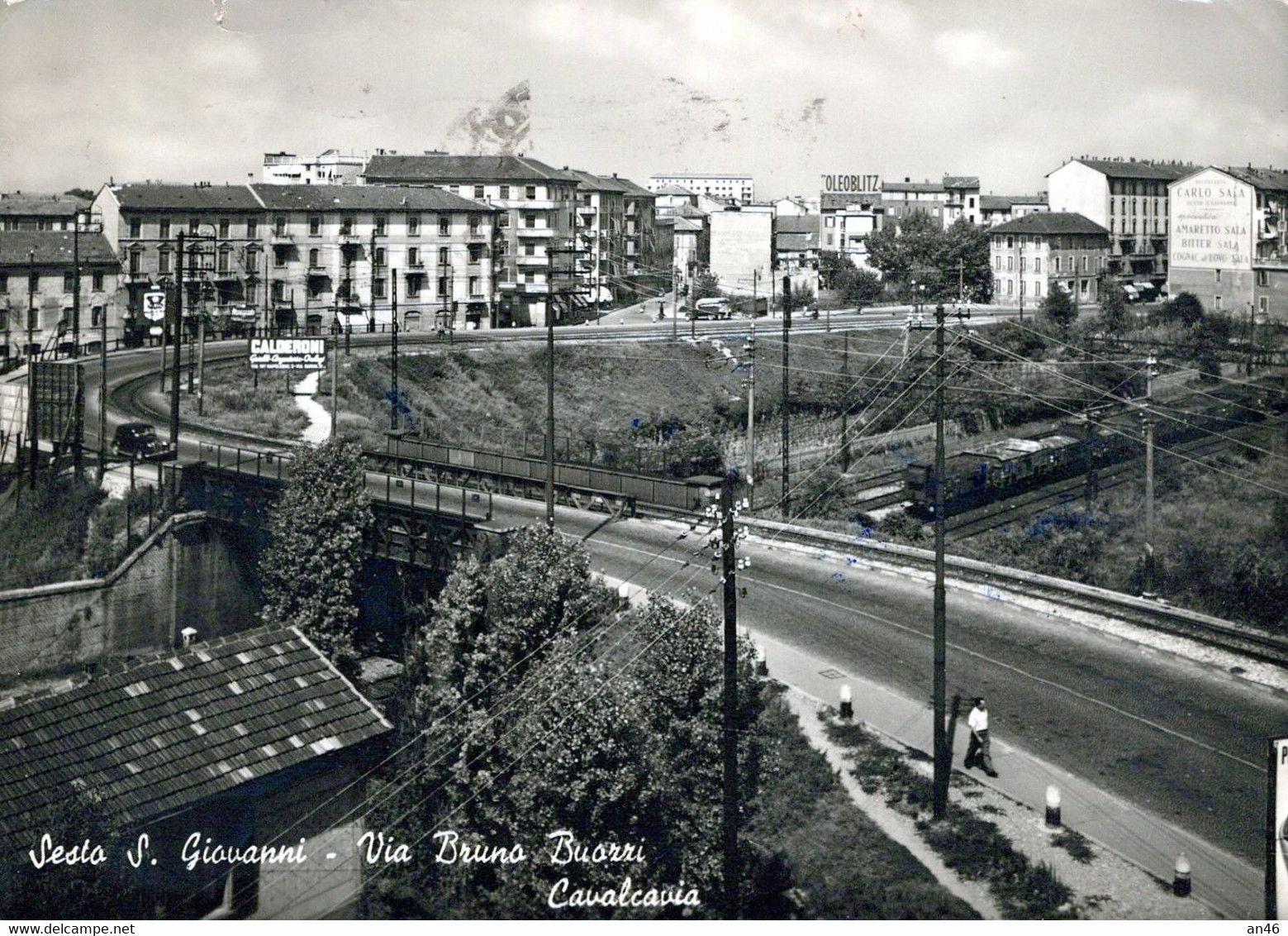 SESTO S.GIOVANNI-VIA BRUNO BUOZZI-CAVALCAVIA-VG1957 X SANREMO-IM-NESSUN DIFETTO-2 SCANN. - Sesto San Giovanni