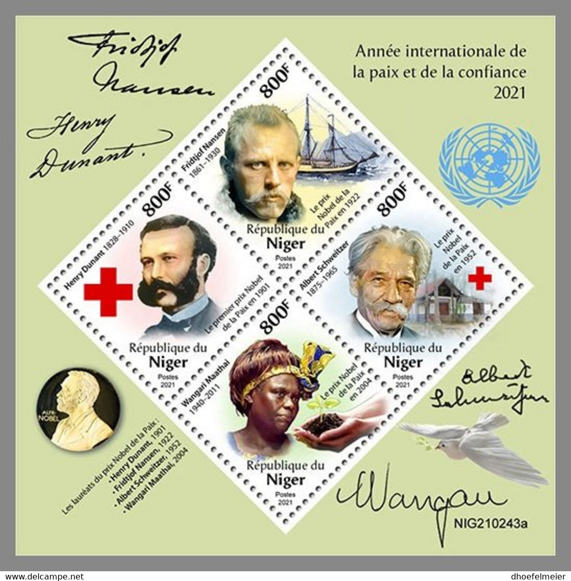 NIGER 2021 MNH Henry Dunant Red Cross Peace And Trust M/S - OFFICIAL ISSUE - DHQ2134 - Henry Dunant