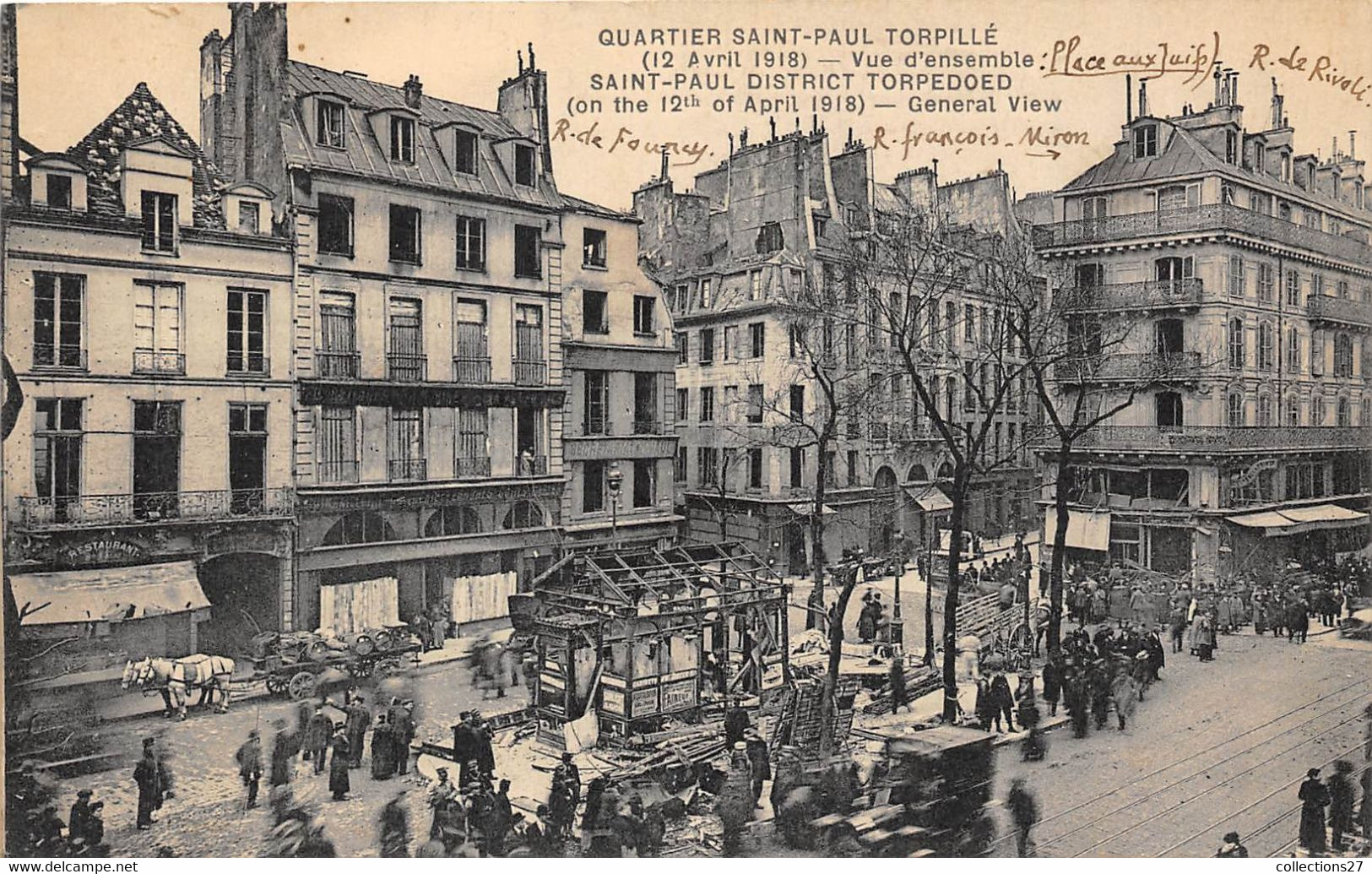 PARIS-75004-QUARTIER SAINT-PAUL, TOPILLE , 12 AVRIL 1918 VUE D'ENSEMBLE - Arrondissement: 04