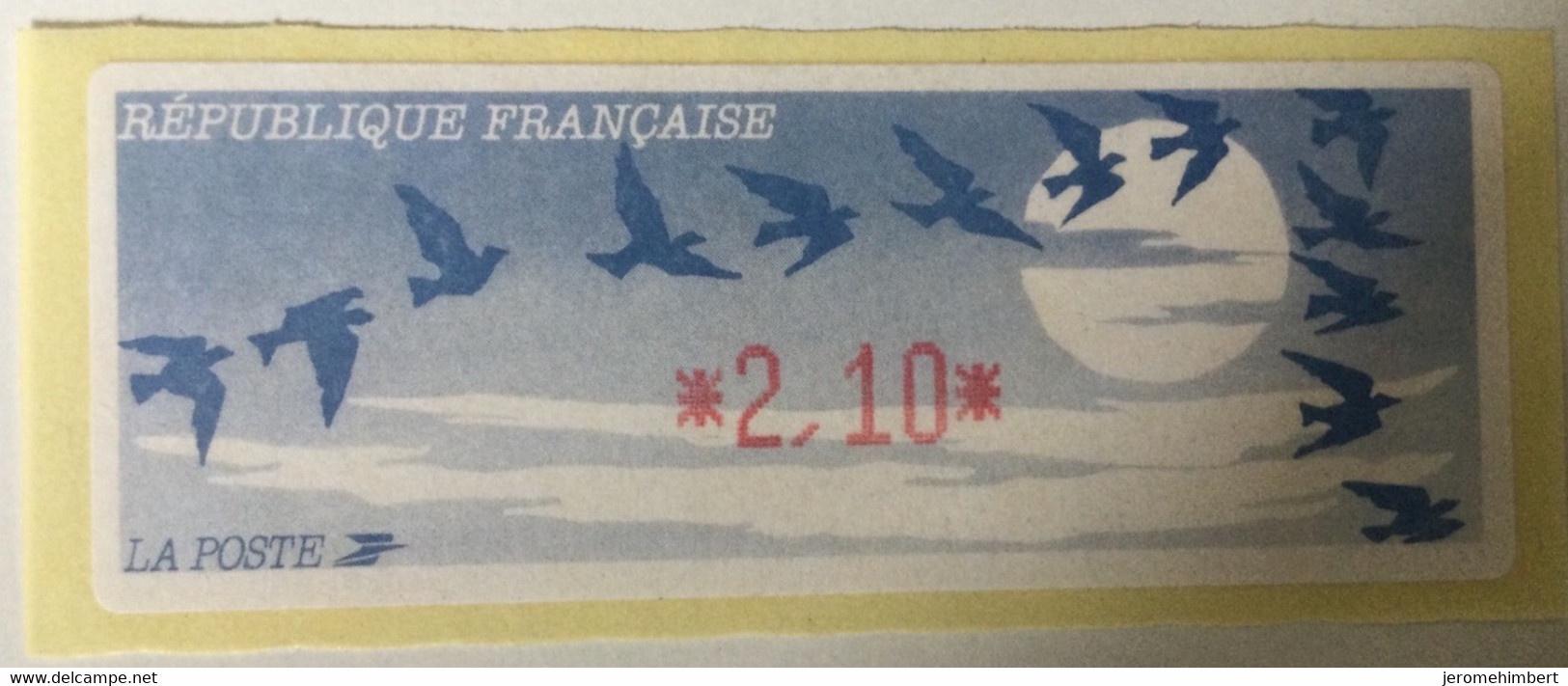 ATM LISA 2,1f Bleu Foncé Encre Rouge - 1990 « Oiseaux De Jubert »