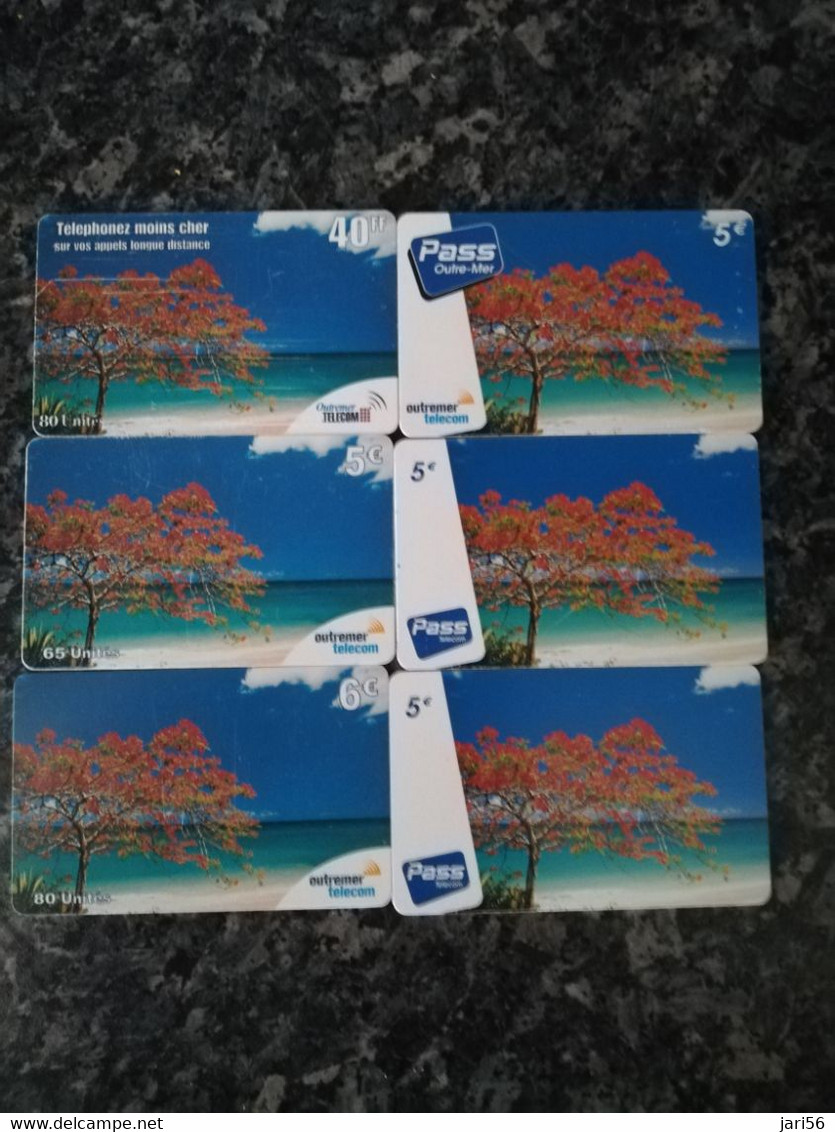 Caribbean Phonecard ST MARTIN FRENCH  Tree With Flowers    6x DIFFERENT CARDS  FINE USED  **6098** - Antilles (Françaises)