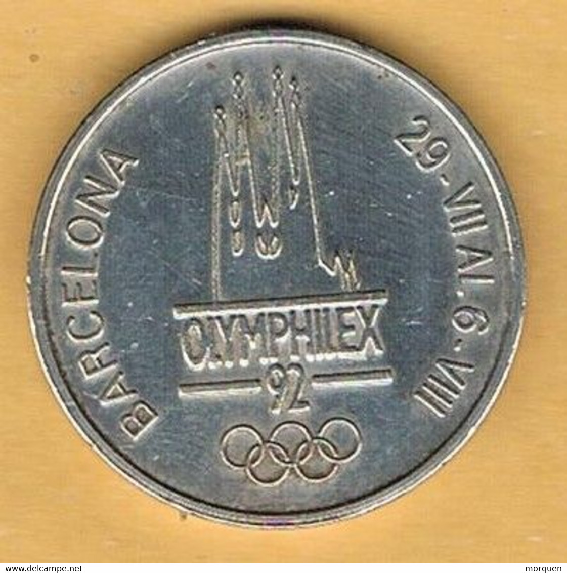 Medalla Conmemorativa BARCELONA 1992. OLYMPHILEX, Juegos Olimpicos, Niquel - Firma's