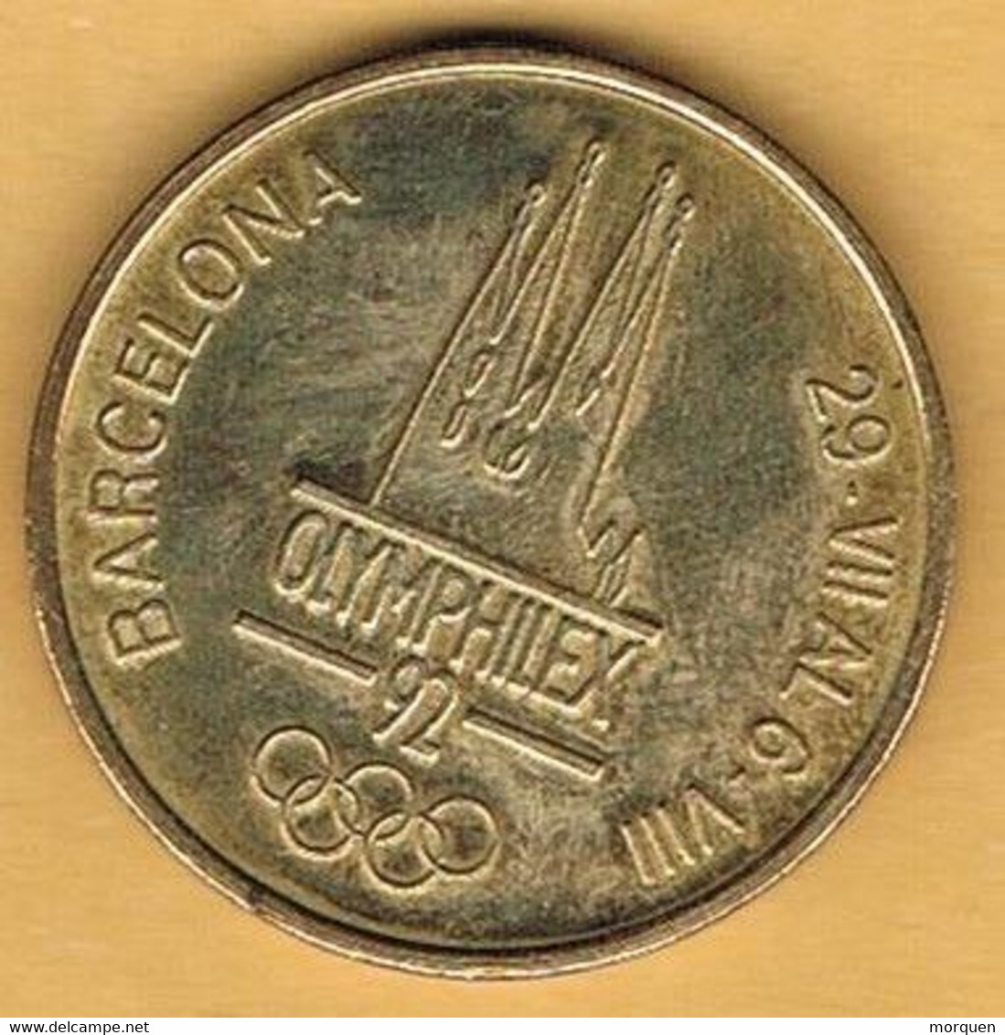 Medalla Conmemorativa BARCELONA 1992. OLYMPHILEX, Juegos Olimpicos, Cupro Niquel - Firma's