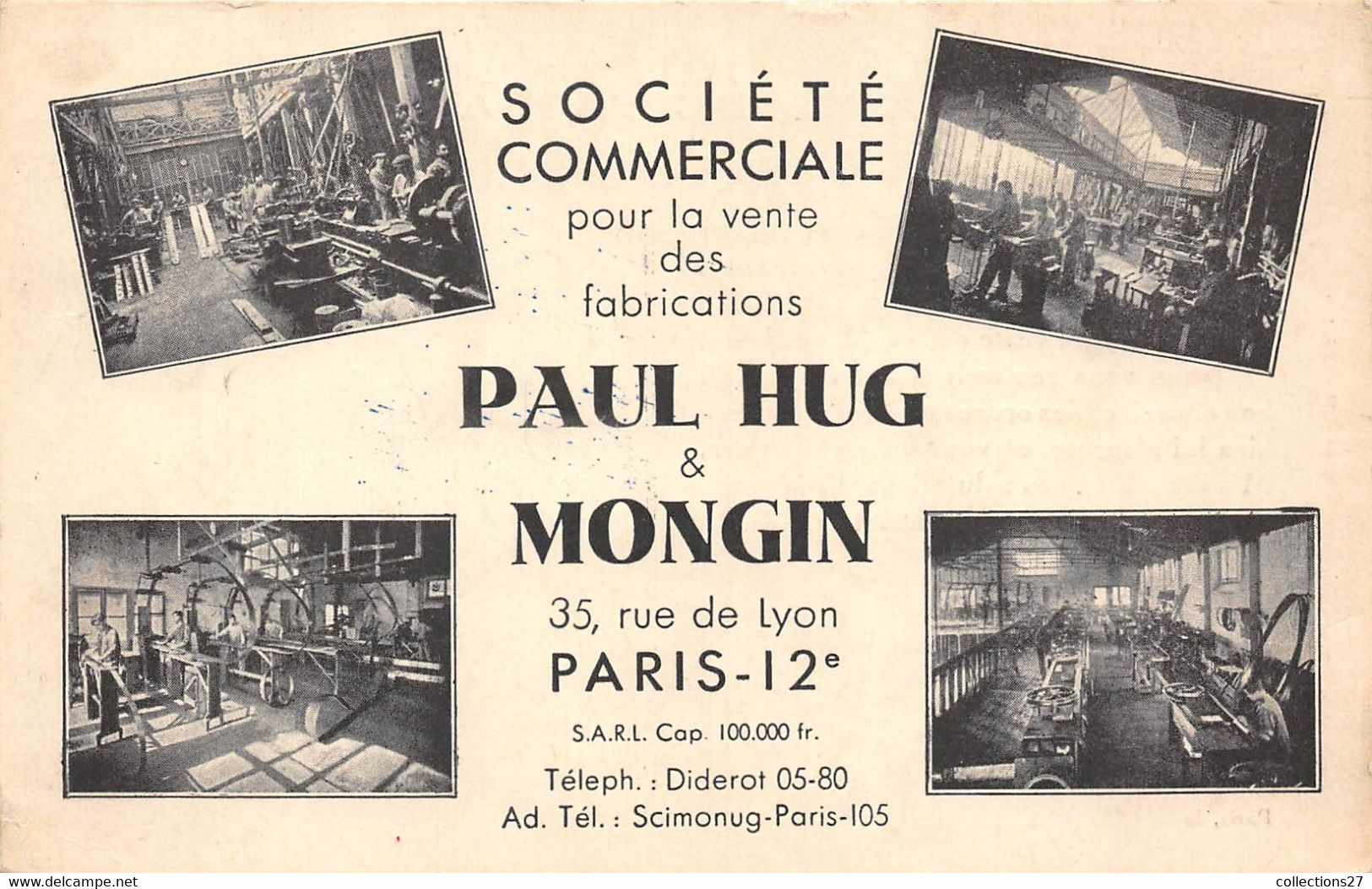 PARIS-75012-35 RUE DE LYON- STE COMMERCIALE PAUL HUG ET MONGIN MULTIVUES - Distretto: 12