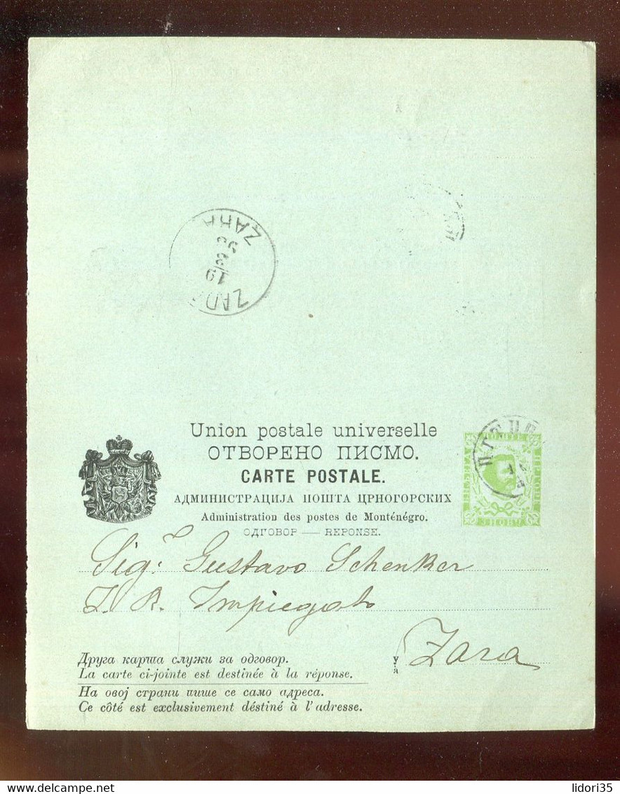 Montenegro / 1892 / Postkarte Mit Antwortteil Mi. P 11 Gestempelt (4008) - Montenegro