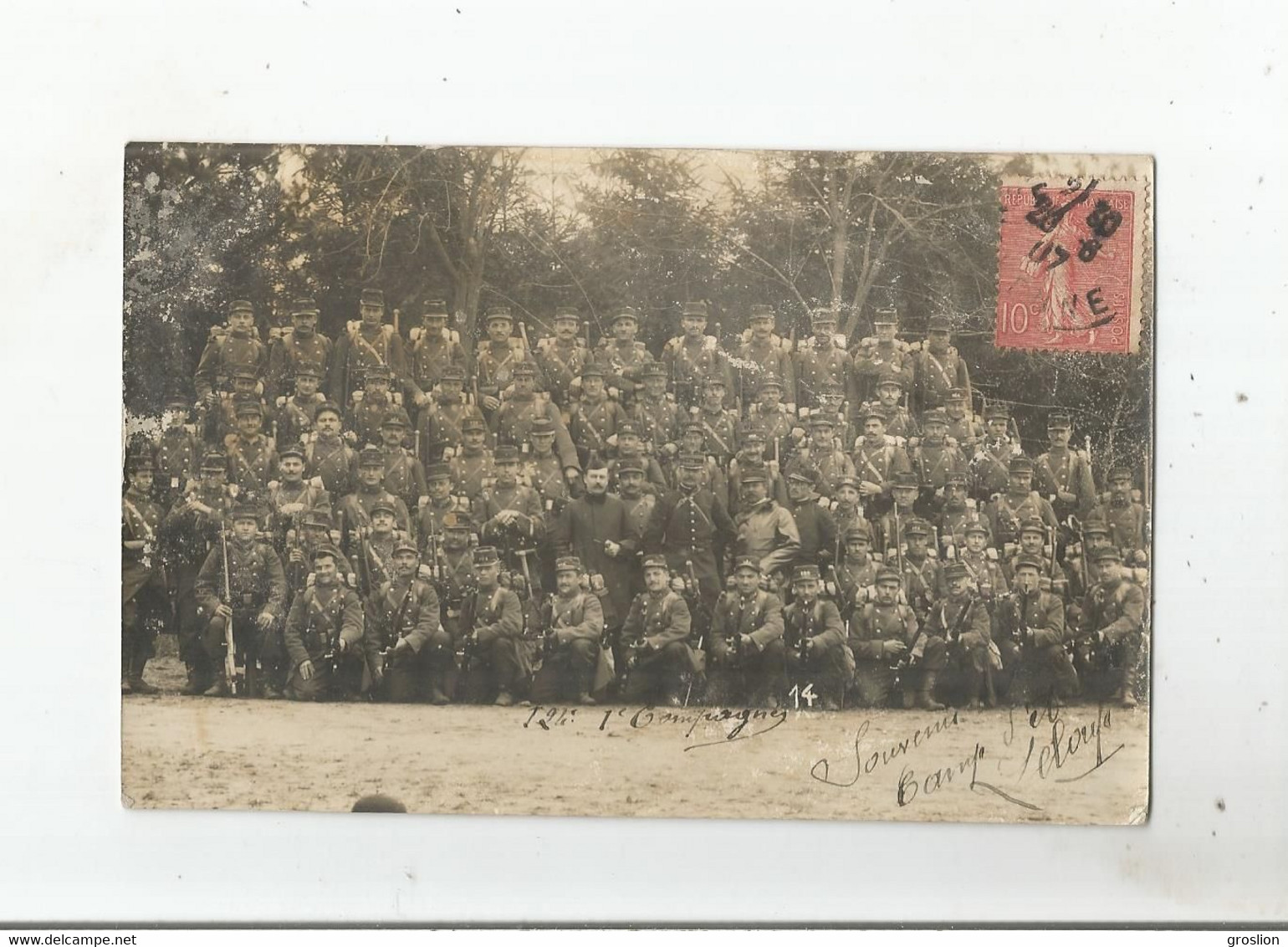 MILITAIRES FRANCAIS DU 124 EME DE LIGNE DE LAVAL (MAYENNE) EN MANOEUVRE AU CAMP D'AUVOURS (SARTHE) 1907 - Laval