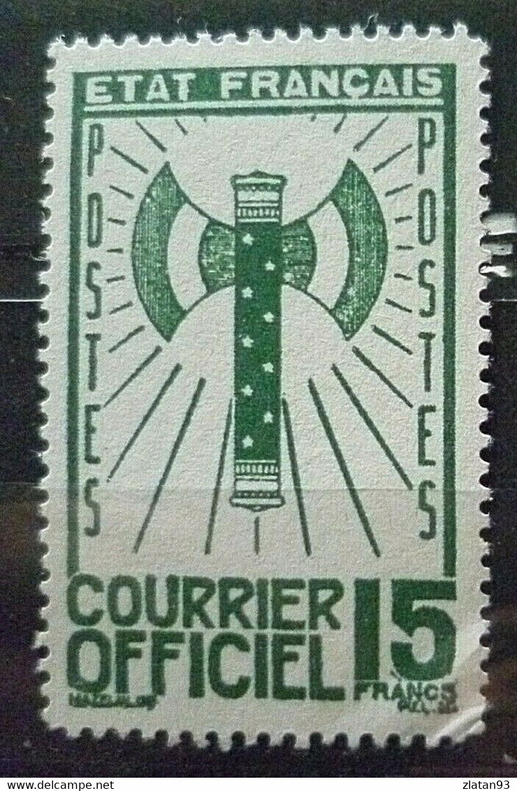 TIMBRE De SERVICE FRANCISQUE N°14 15F Vert NEUF Sans GOMME (REPRODUCTION) - Nuevos