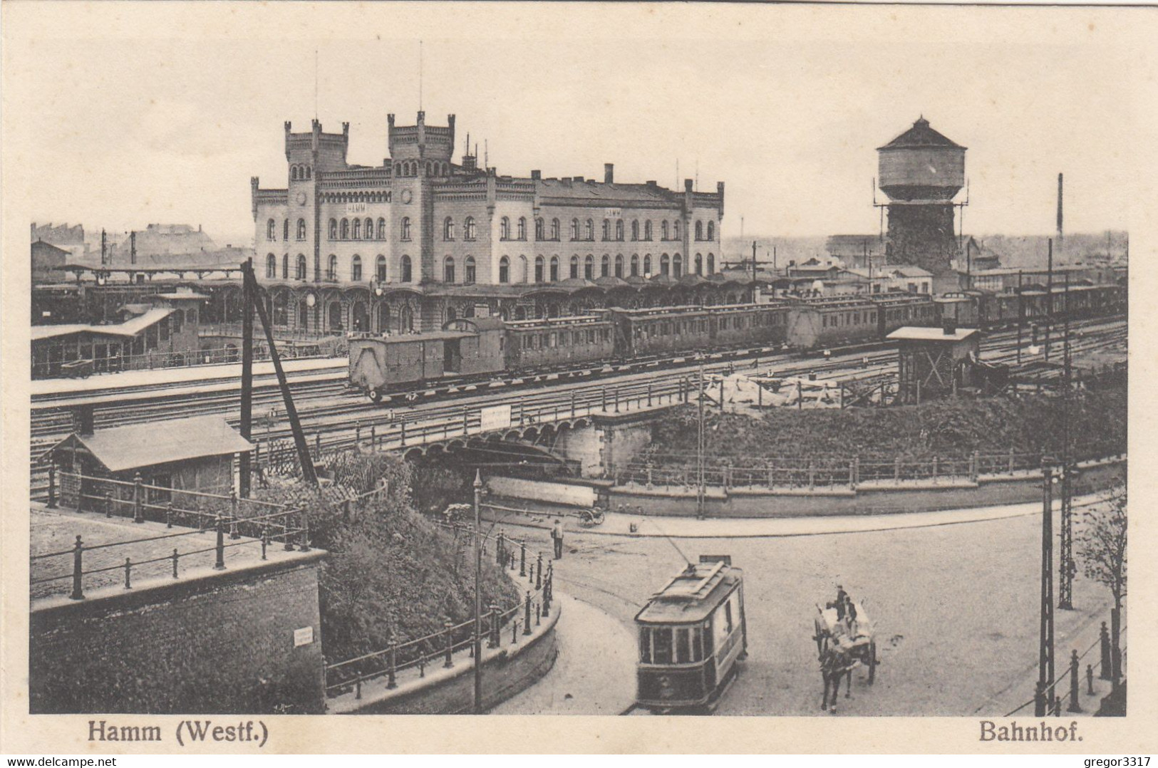 8581) HAMM - Westfalen - BAHNHOF Mit ZUG - Davor Unterführung Mit Sehr Alte STRAßENBAHN - TOP AK - Hamm